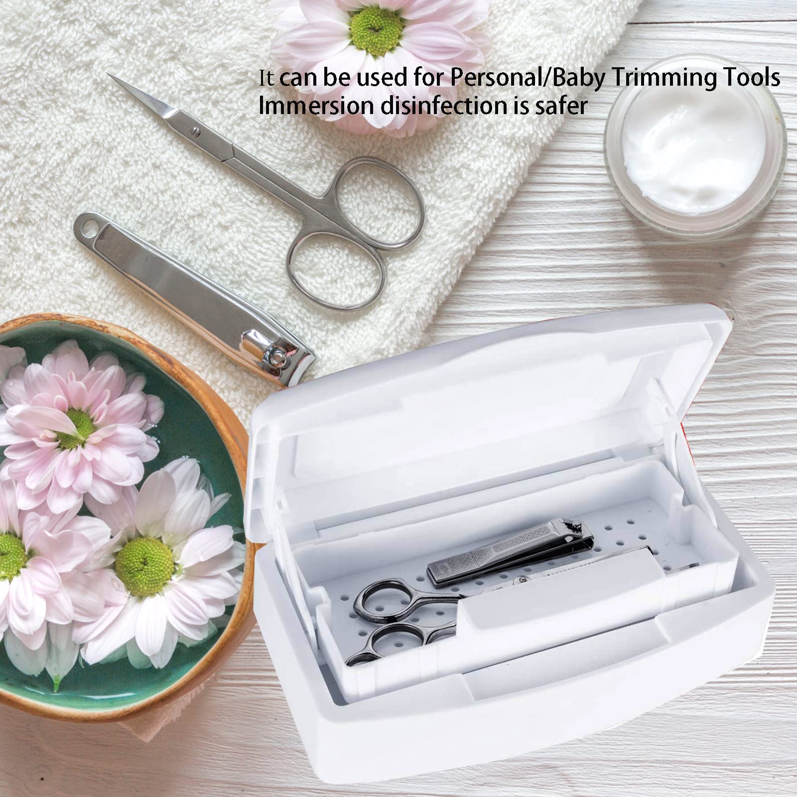 Shmian UV Sterilizer Box for Nail Tools - Professional Plastic Cleaning & Sterilizing Tray Storage Organizer for Estheticians, Tweezers, Manicure, Barber & Salon Equipment - Perfect for Nail Clippers, Scissors & Beauty Tools Sanitization at Home or Salon