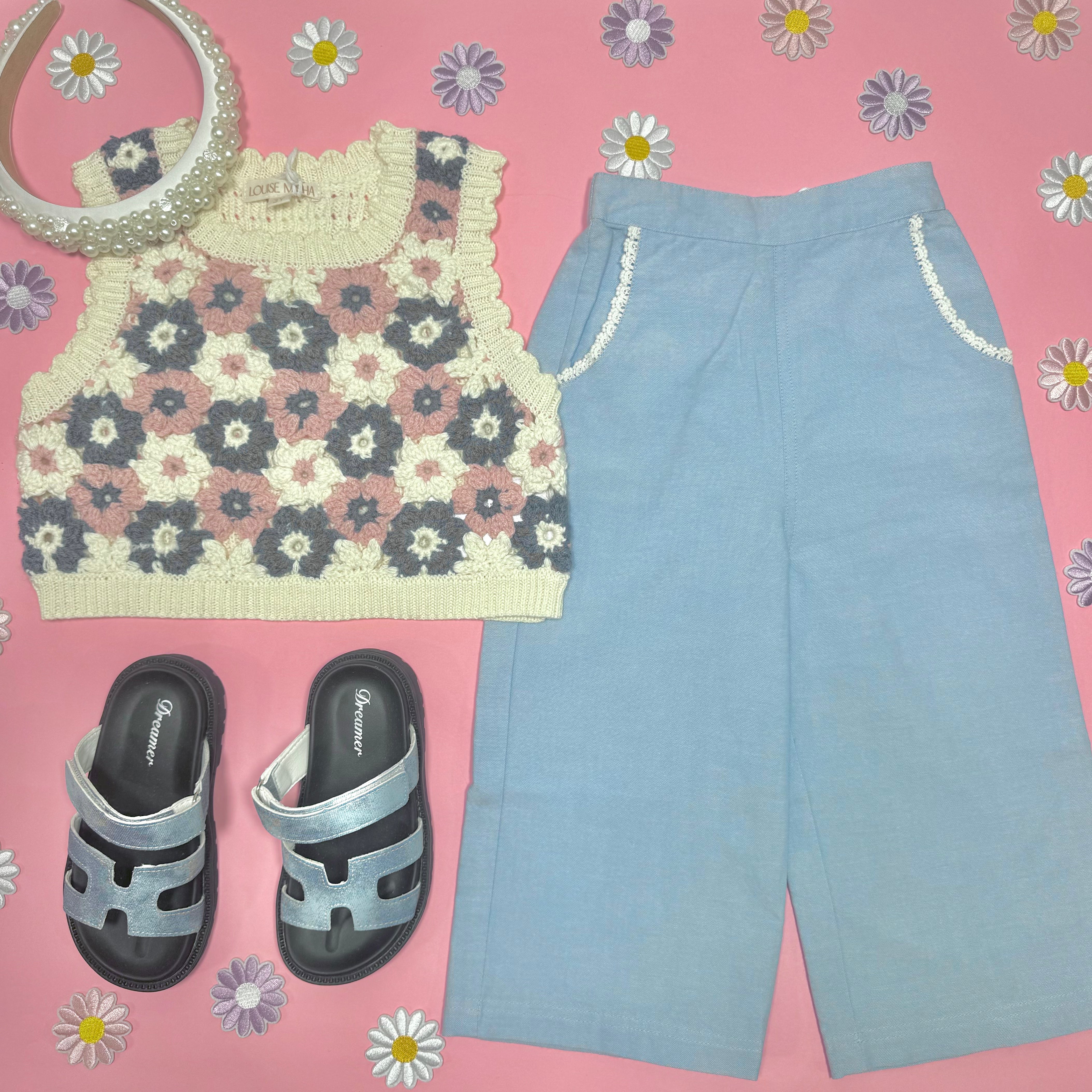 Floral Chambray Pants for Women - Soft & Comfortable High Waisted Casual Trousers - Perfect for Spring, Summer, and Everyday Wear