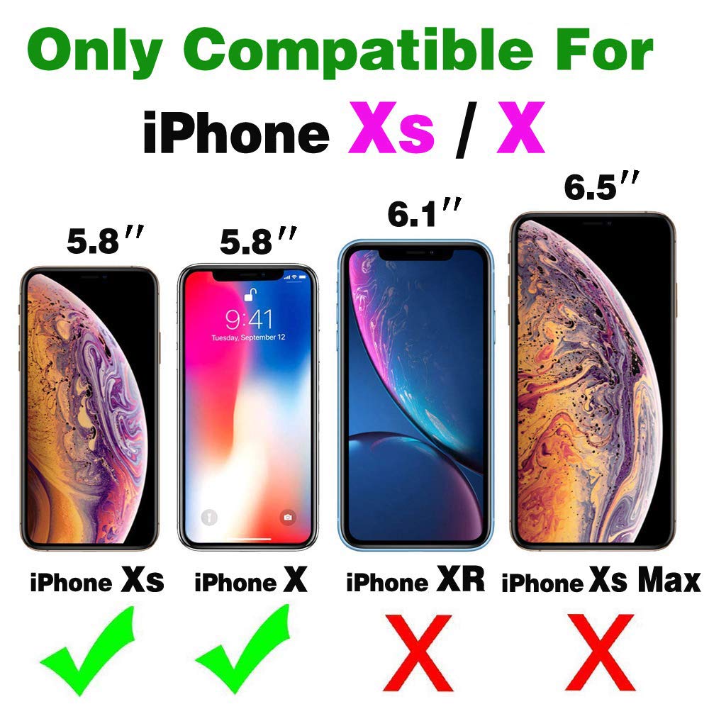 Premium Leather Wallet Case with Tempered Glass Screen Protector for iPhone X/Xs/10 - Credit Card Holder & Flip Cover (Red) | Stylish Protection for Daily Use, Travel & Business Meetings