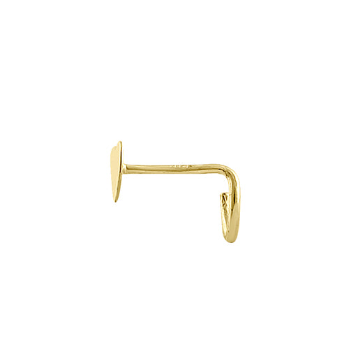 14K Solid Yellow Gold Tiny Heart Hook Nose Stud - Dainty Cartilage & Nostril Piercing Jewelry for Everyday Wear