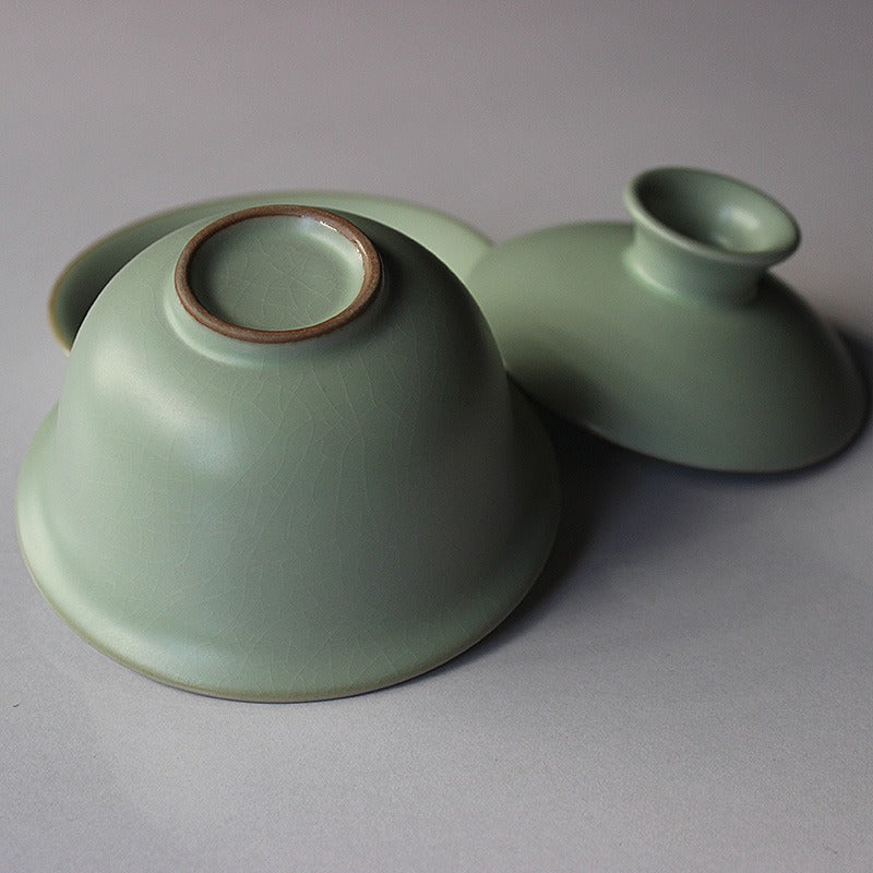 Authentic Chinese Ru Kiln Gaiwan - Handmade Ceramic Teacup with Lid & Saucer for Gongfu Tea Brewing | Perfect for Tea Ceremonies, Home Use & Gifts