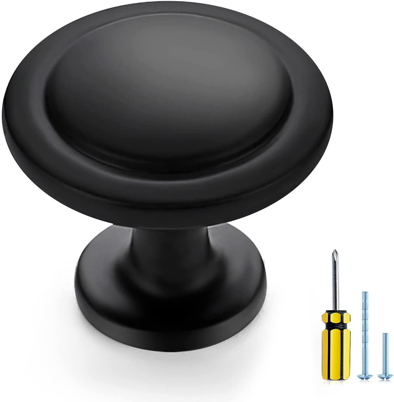 Black Cabinet Knobs 5-Pack - 1.25