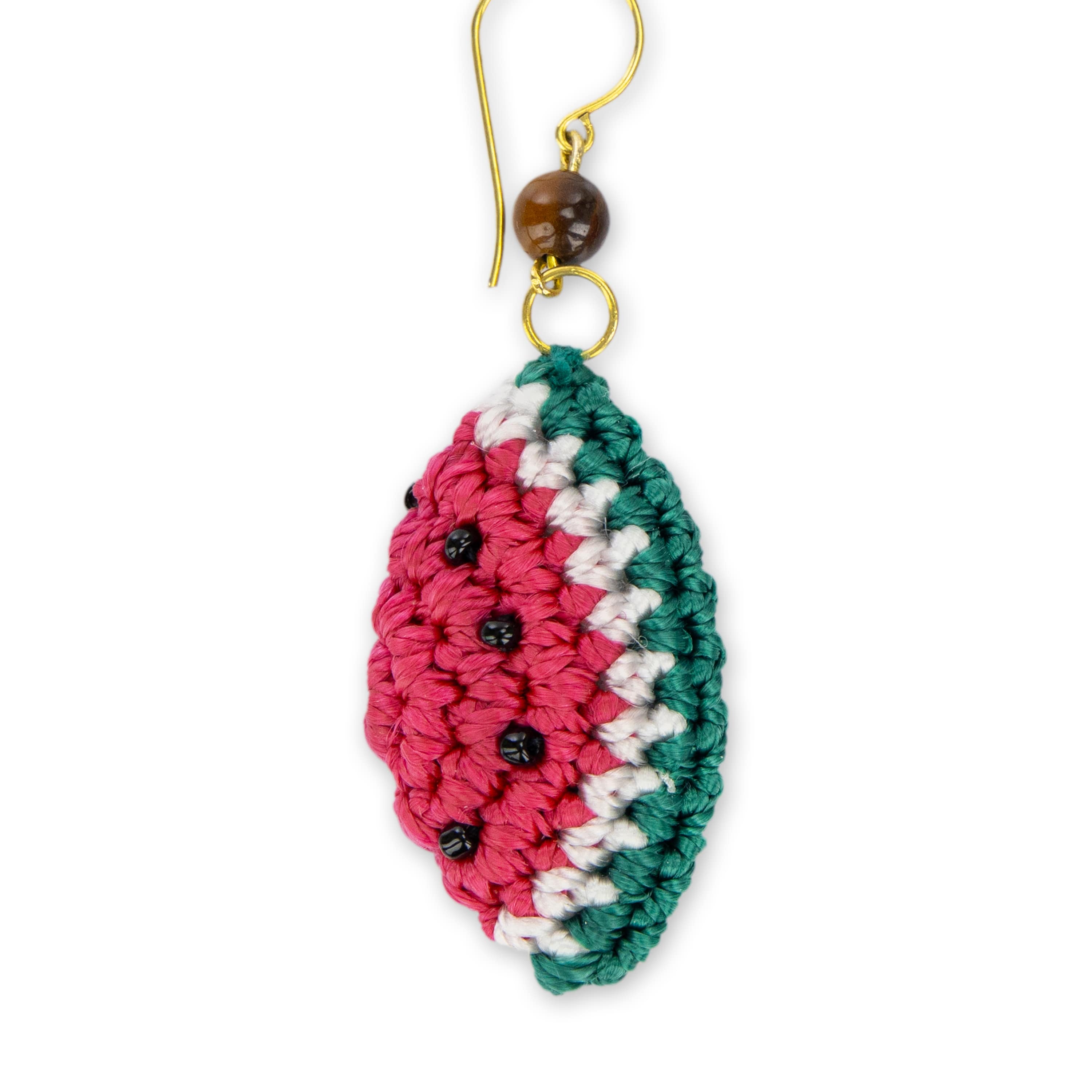 Handmade Crochet Watermelon Charm Earrings - Stylish & Lightweight for Summer Outfits, Parties & Casual Wear