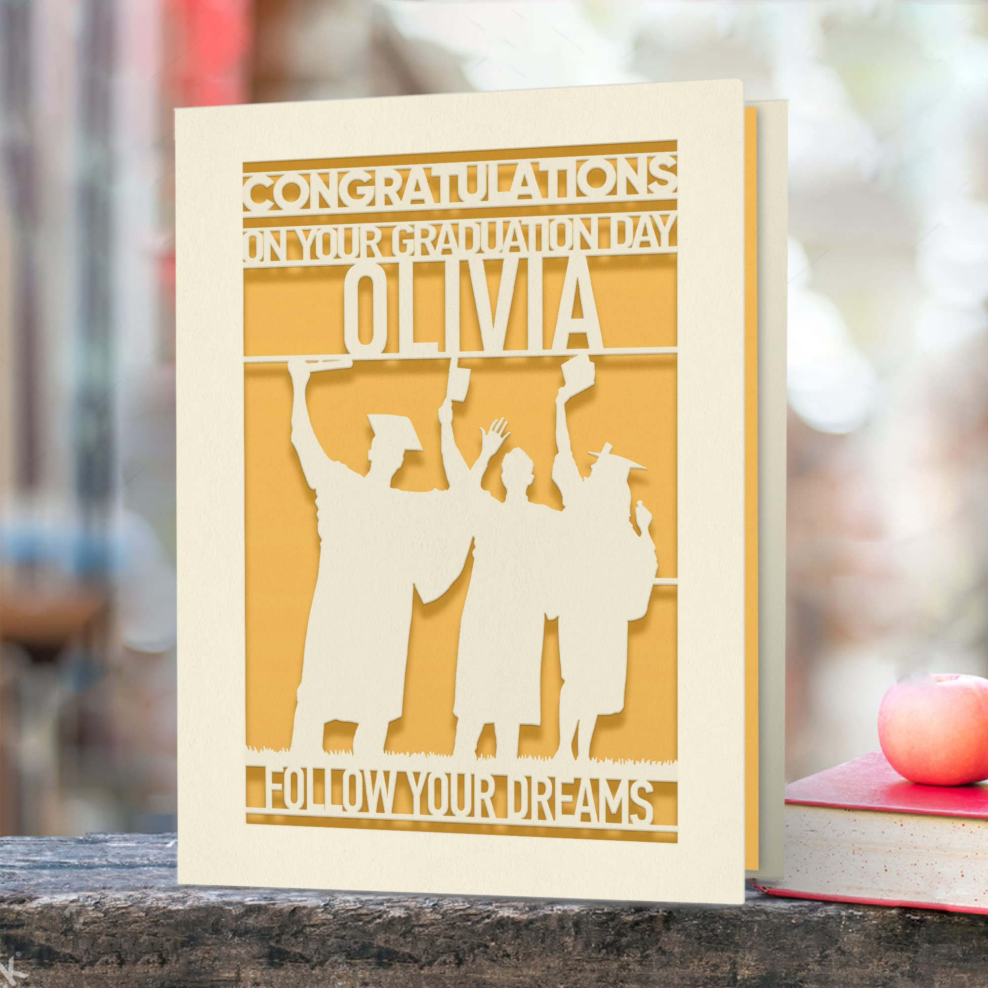 Personalized Graduation Cards for Him, Her, Daughter & Son - Class of 2025 Laser Cut Congratulations Greeting Cards with Envelope - Custom Name (Gold) | Perfect for High School, College Graduation Gifts & Commencement Celebrations