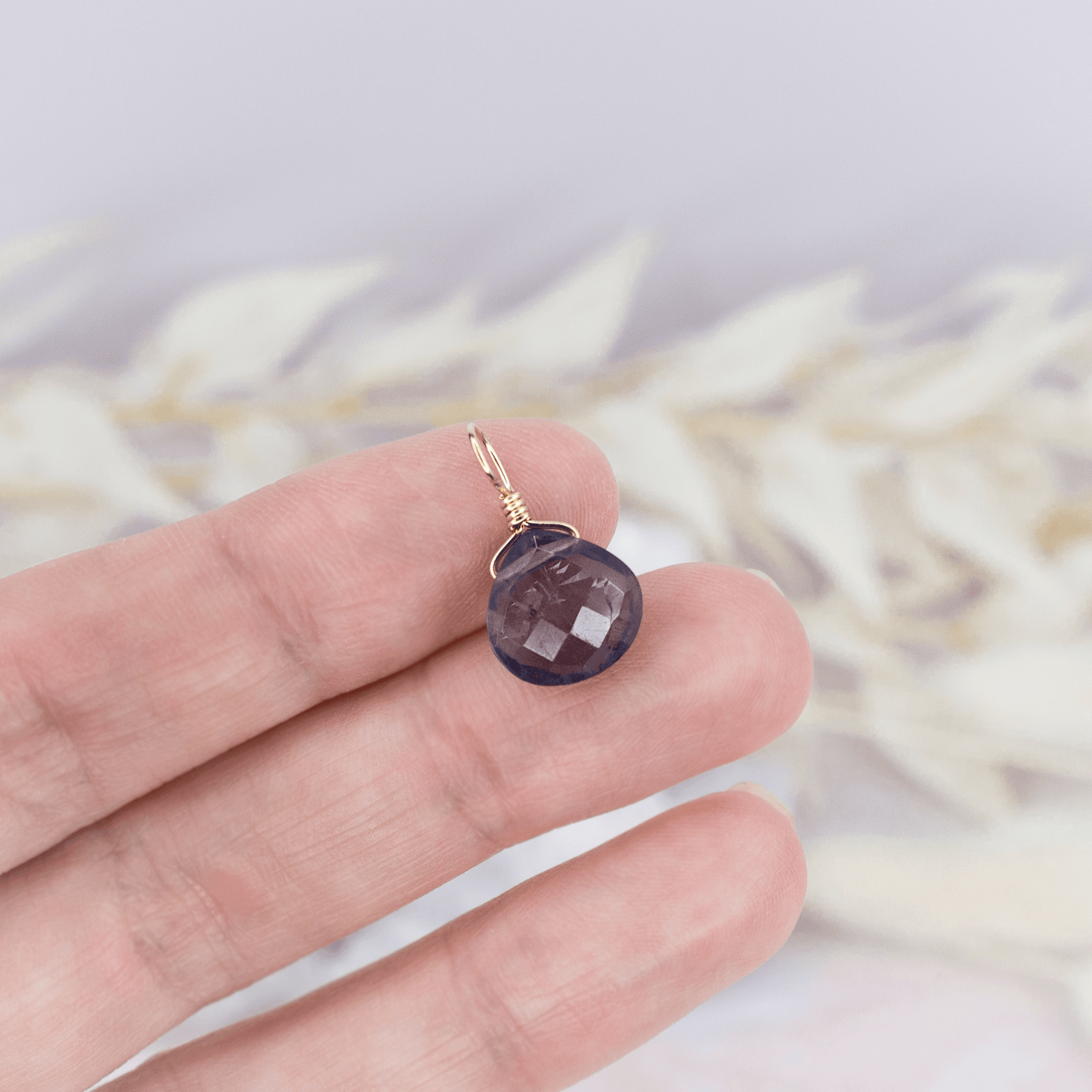 Tiny Iolite Teardrop Gemstone Pendant Necklace - Elegant Purple Jewelry for Women, Gift for Her - Perfect for Weddings, Parties & Everyday Wear