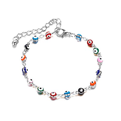 B8:silver colorful evil eye bracelet