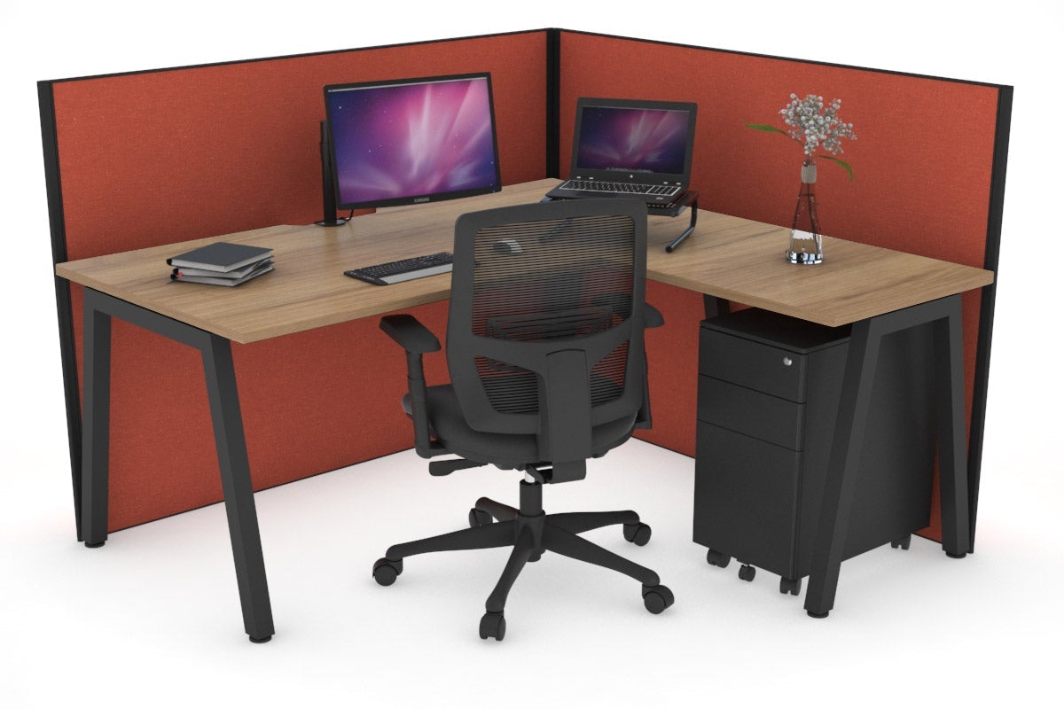 Horizon Quadro A Legs L-Shaped Corner Office Desk - 1600L x 1800W with Cable Management | Modern Home Office & Gaming Setup for Small Spaces