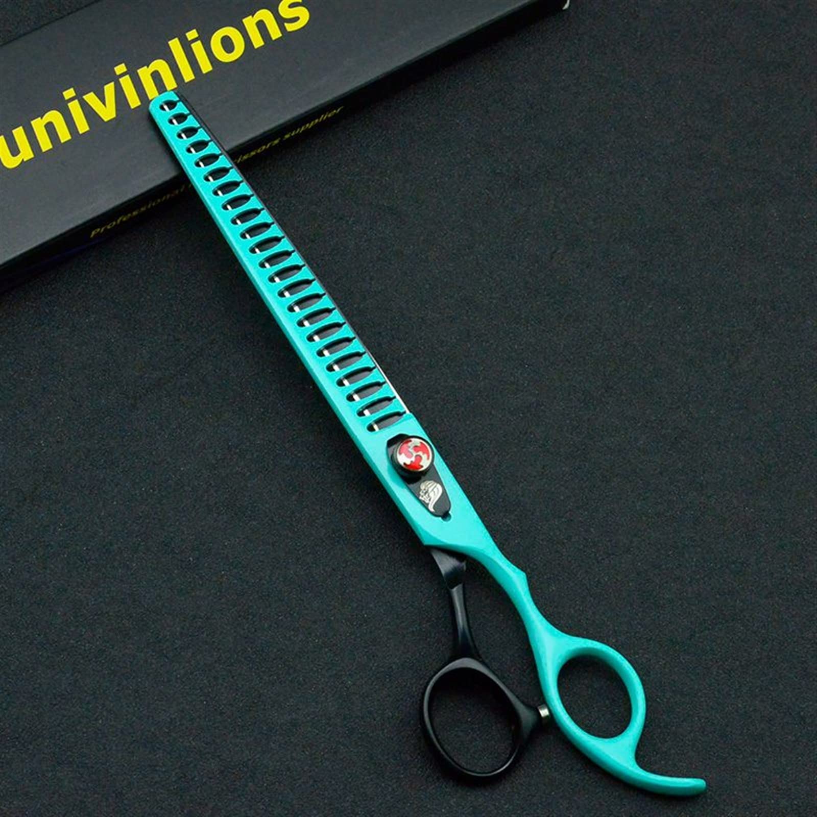 ATRIXU 8 Inch Professional Pet Grooming Scissors - Thinning Shears for Dogs & Cats - Light Green Stainless Steel Chunkers - Perfect for Home Grooming & Professional Use