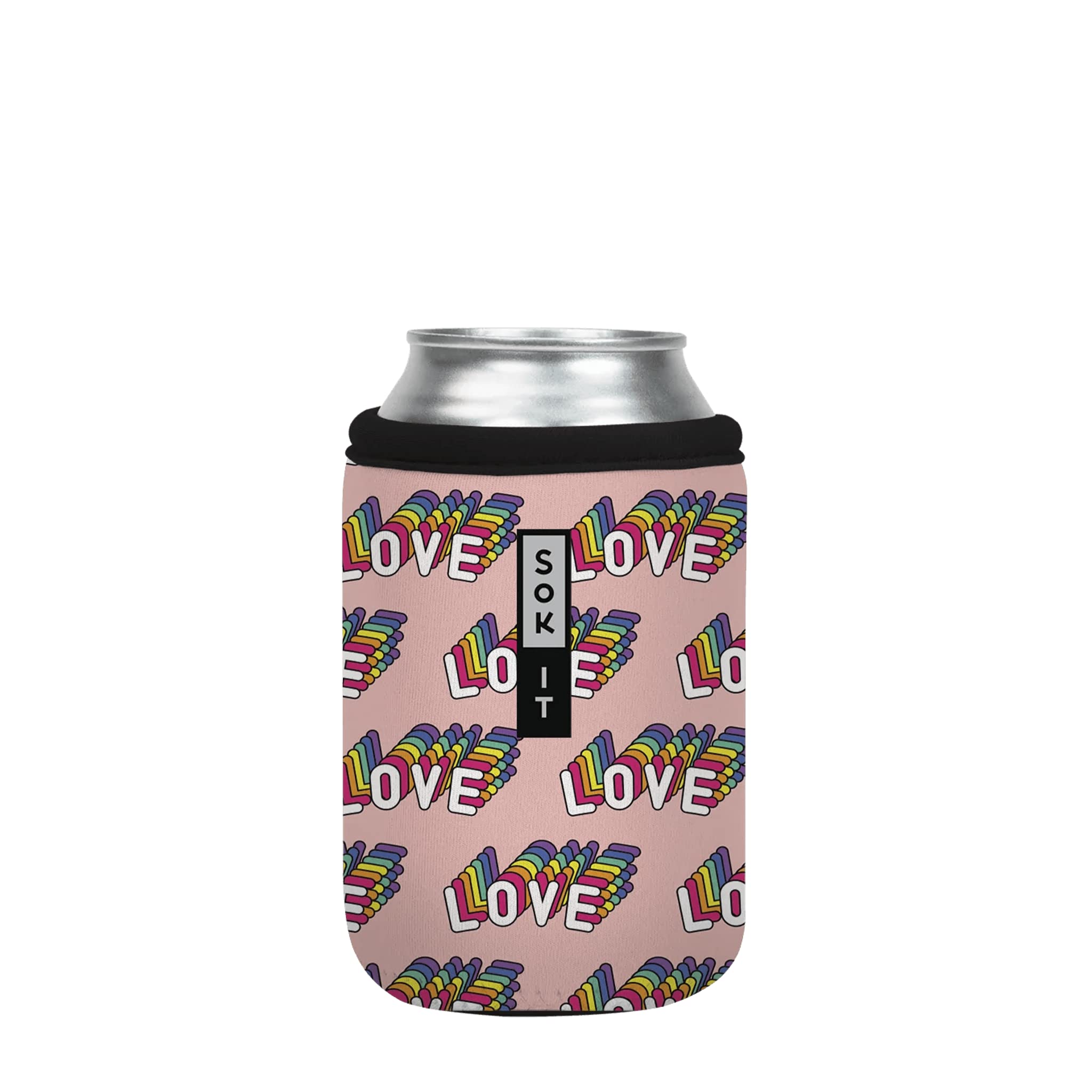 Reusable Neoprene Insulated Can Sleeve for Soda, Beer & Seltzer - 12oz Slim Can Cooler (Pride Love Design) | Keep Drinks Cold at BBQs, Parties & Outdoor Events
