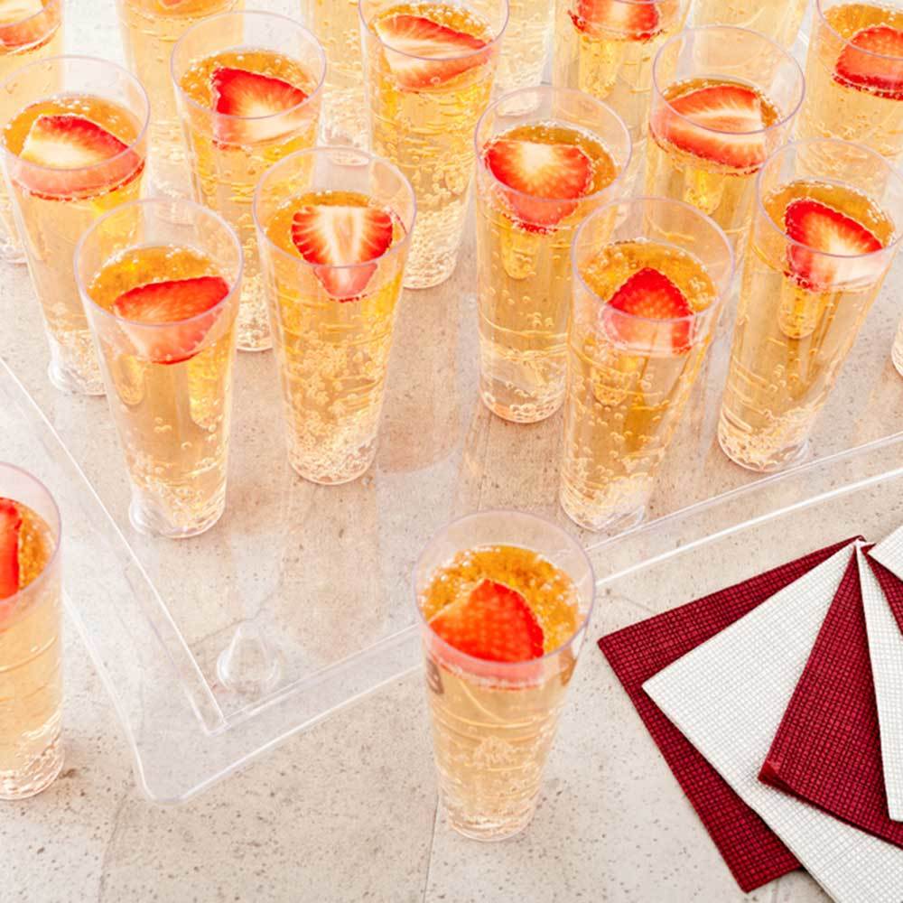 5 oz Clear Plastic Tall Cocktail Glasses with Serving Tray - 14.5
