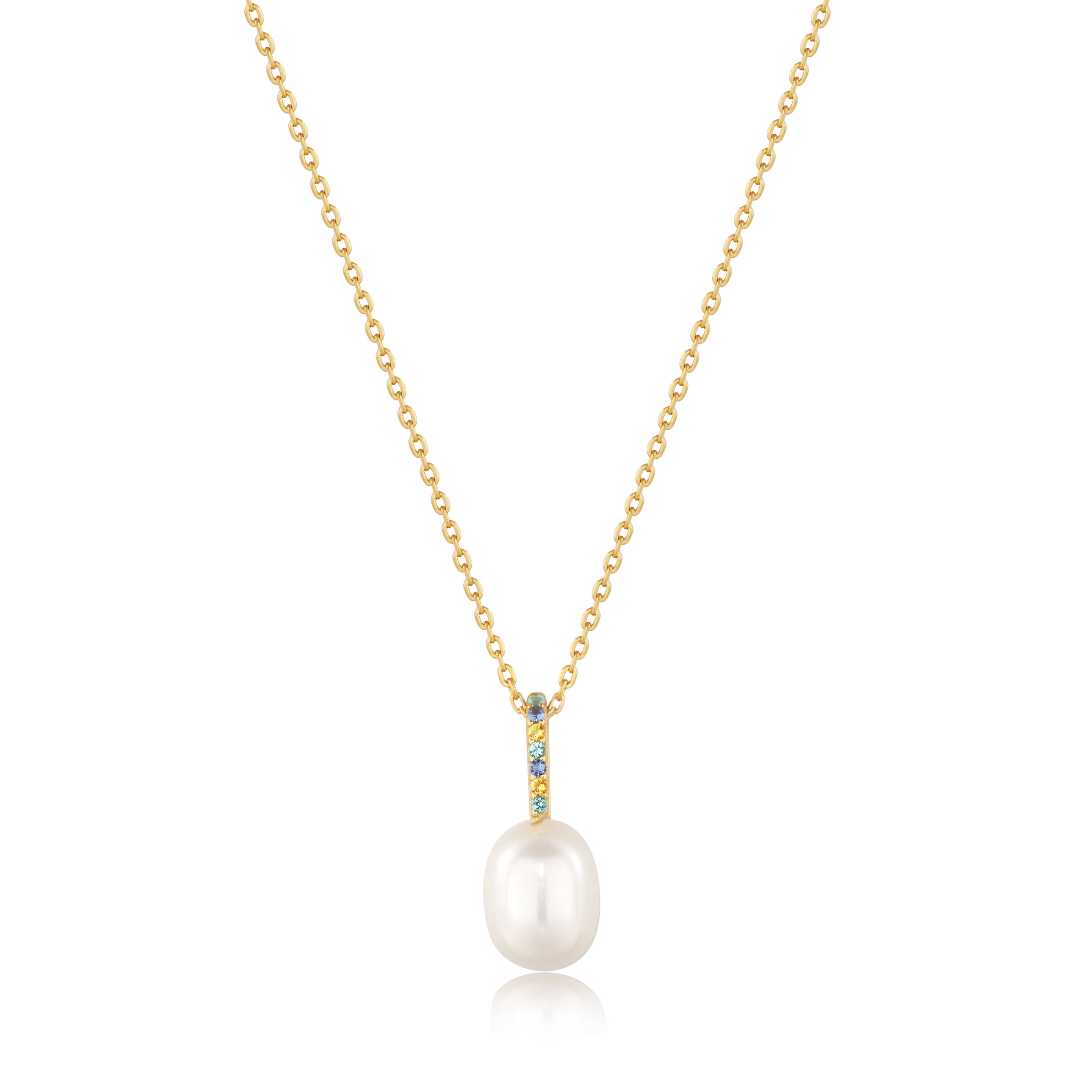 14K Gold Gemstone Pearl Drop Pendant Necklace for Women - Elegant Layering Jewelry for Weddings, Parties & Special Occasions