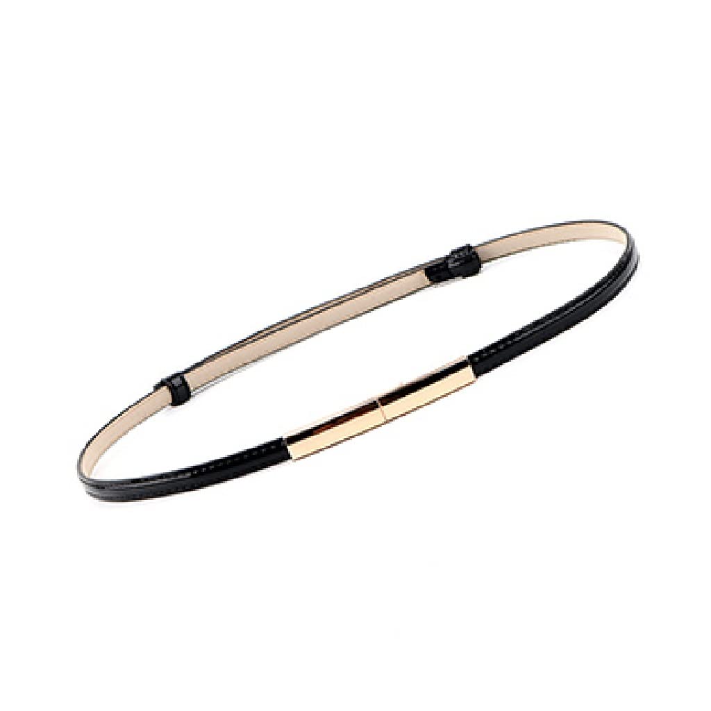 Adjustable Elastic Women's Dress Belt - Slim Leather Waist Belt with Buckle for Ladies (Black, 90cm) - Perfect for Office, Casual Wear & Special Occasions