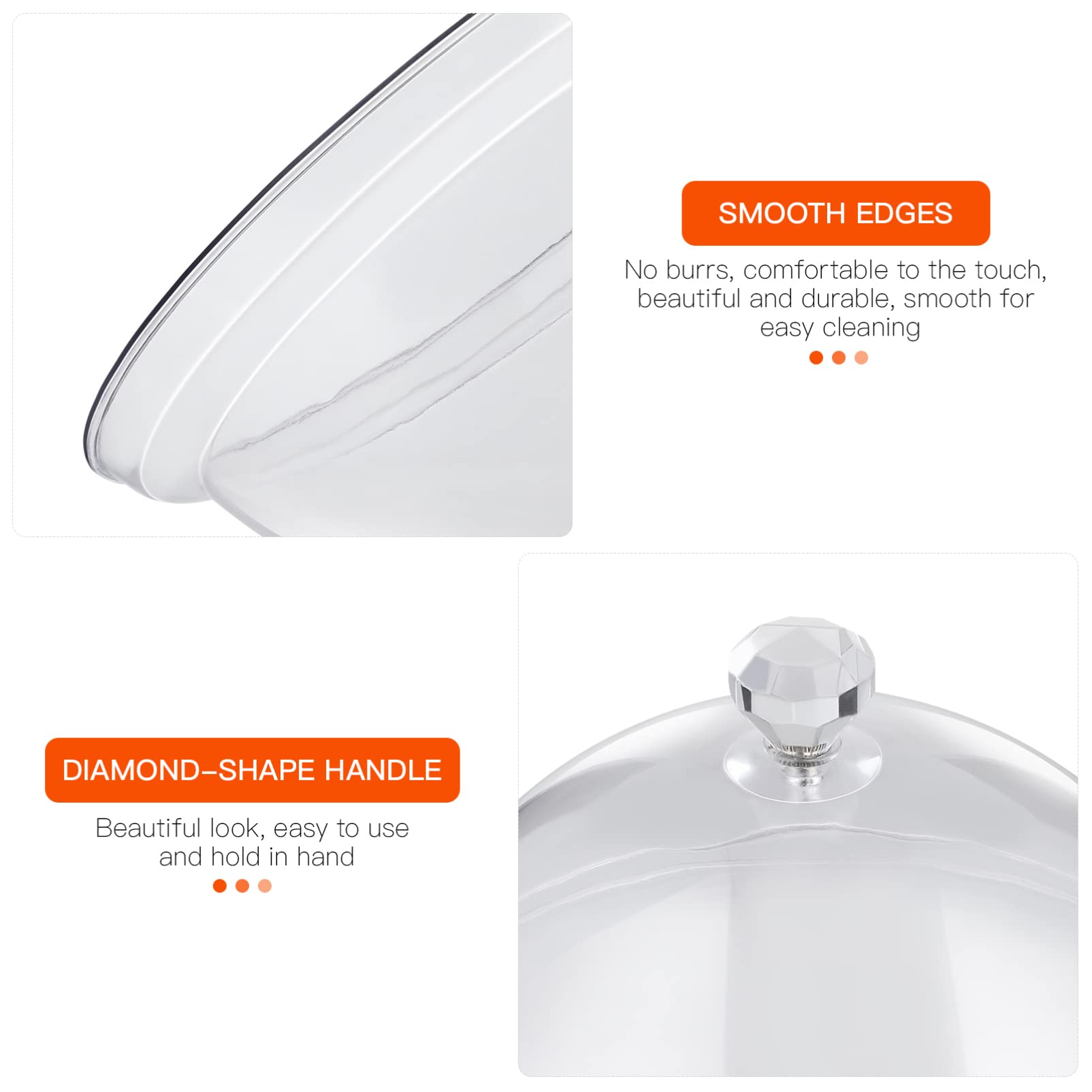 BESTonZON 8.5 Inch Clear Acrylic Cake Dome Cover - Round Food Display Cloche for Cakes, Desserts & Pastries - Perfect for Kitchen, Bakery, Party Serving & Display