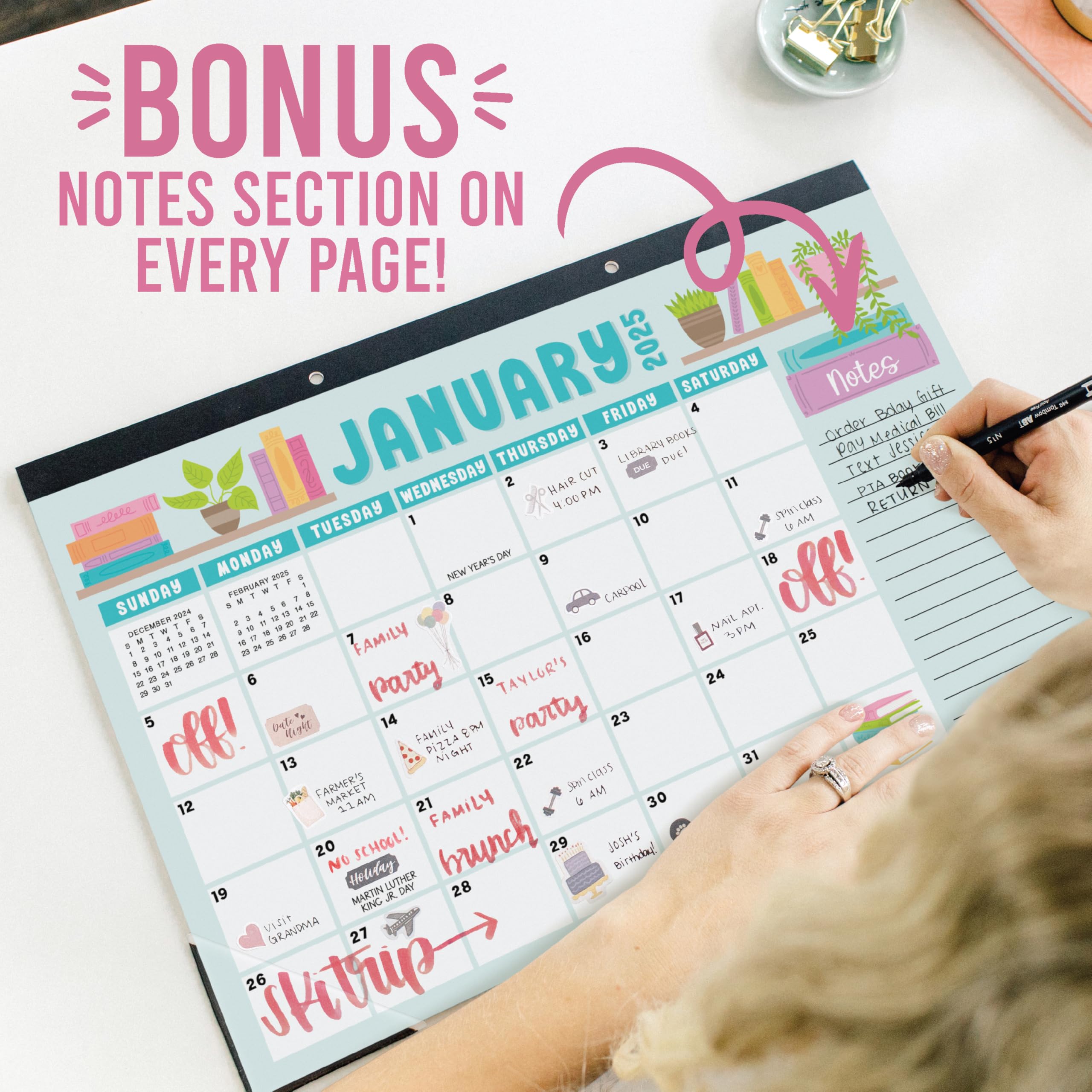 Hadley Designs 2025-2026 Large 18-Month Desk Calendar | 17