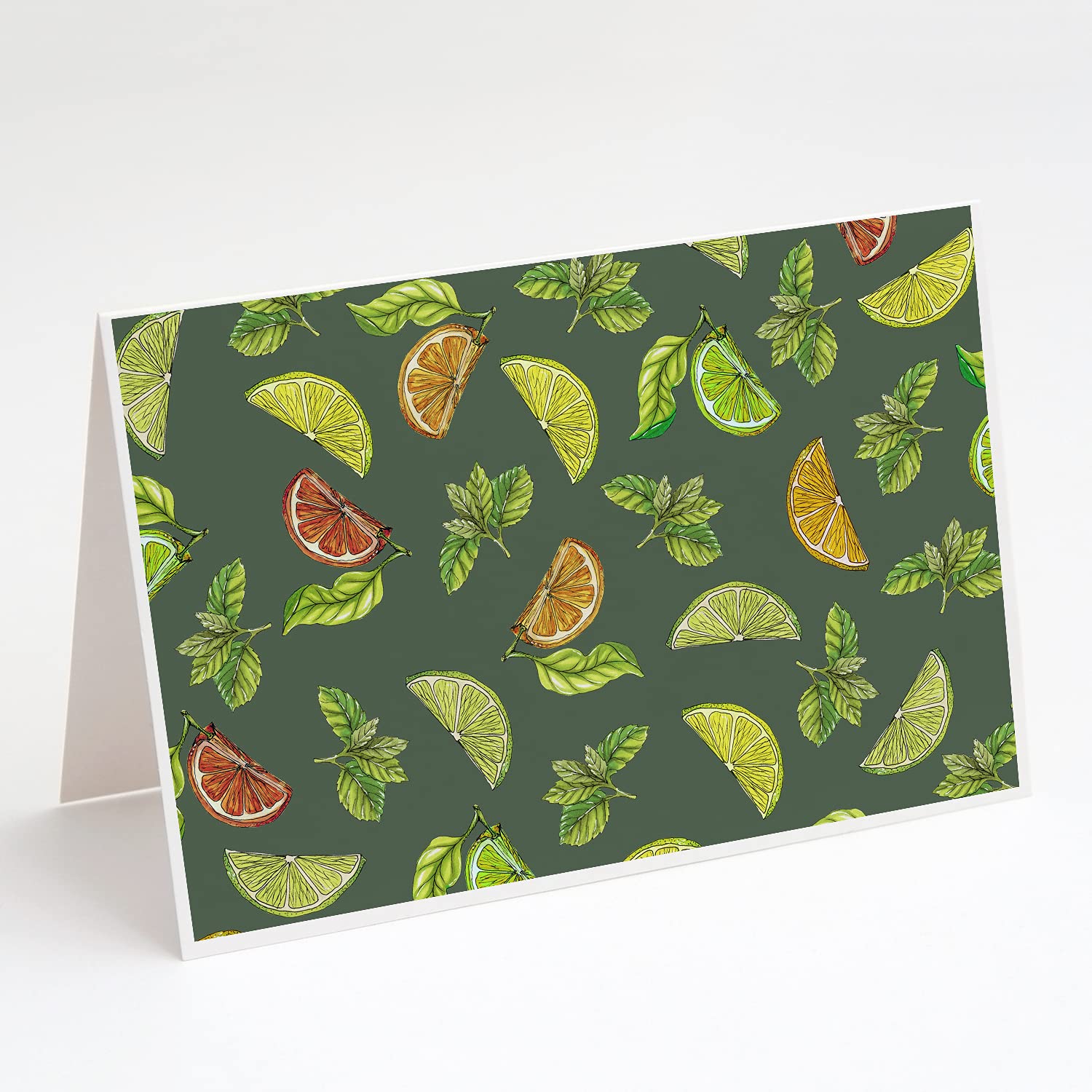Whimsical A7 Size 5x7 Blank Note Cards with Envelopes - Pack of 8 Citrus Fruit Themed Greeting Cards (Lemons, Limes & Oranges) for Birthday, Thank You & Holiday Occasions - Perfect for Handwritten Notes & Gifts