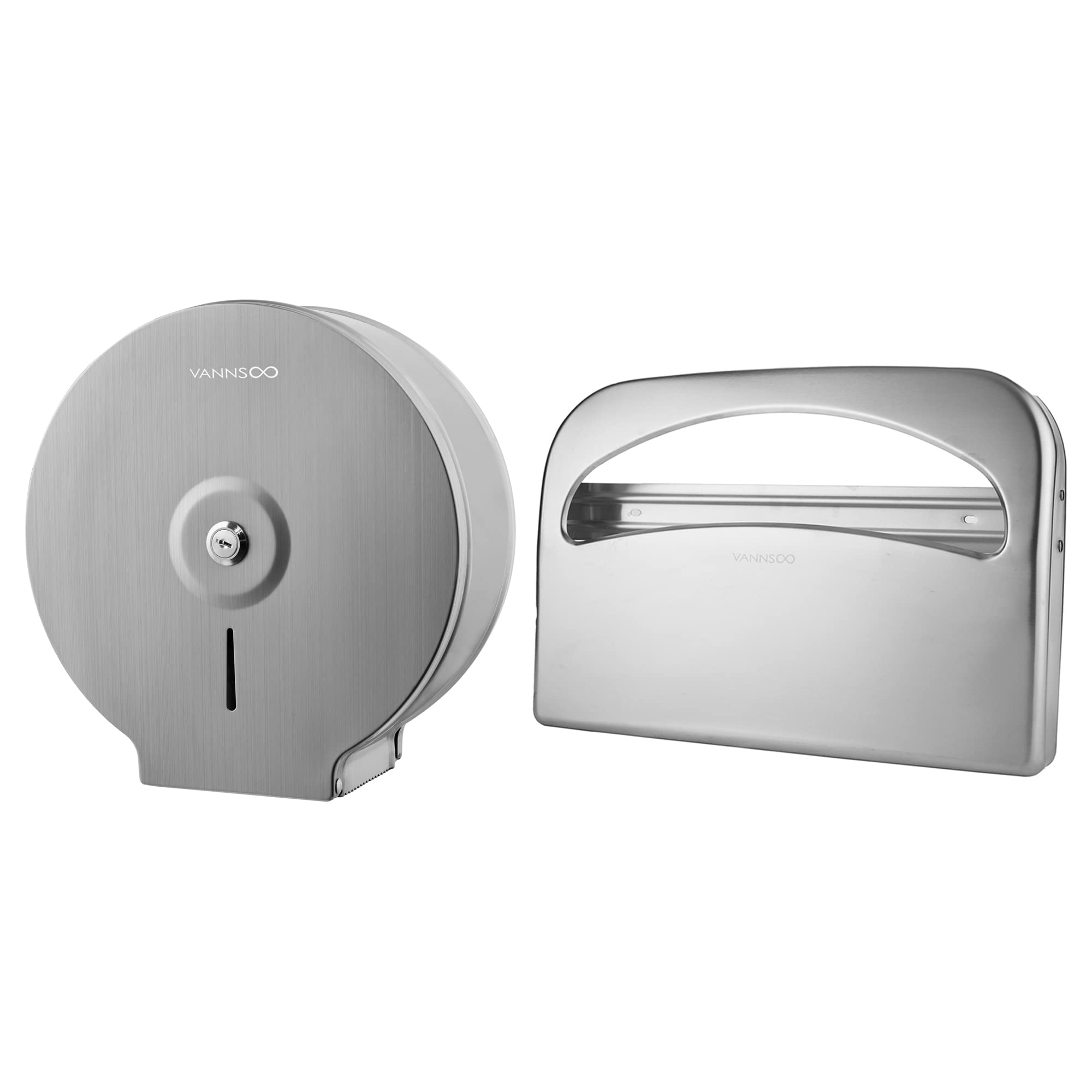 Commercial Toilet Paper Dispenser & Toilet Seat Cover Dispenser - Heavy Duty Stainless Steel Bathroom Tissue Holder - Ideal for Restaurants, Offices, and Public Restrooms