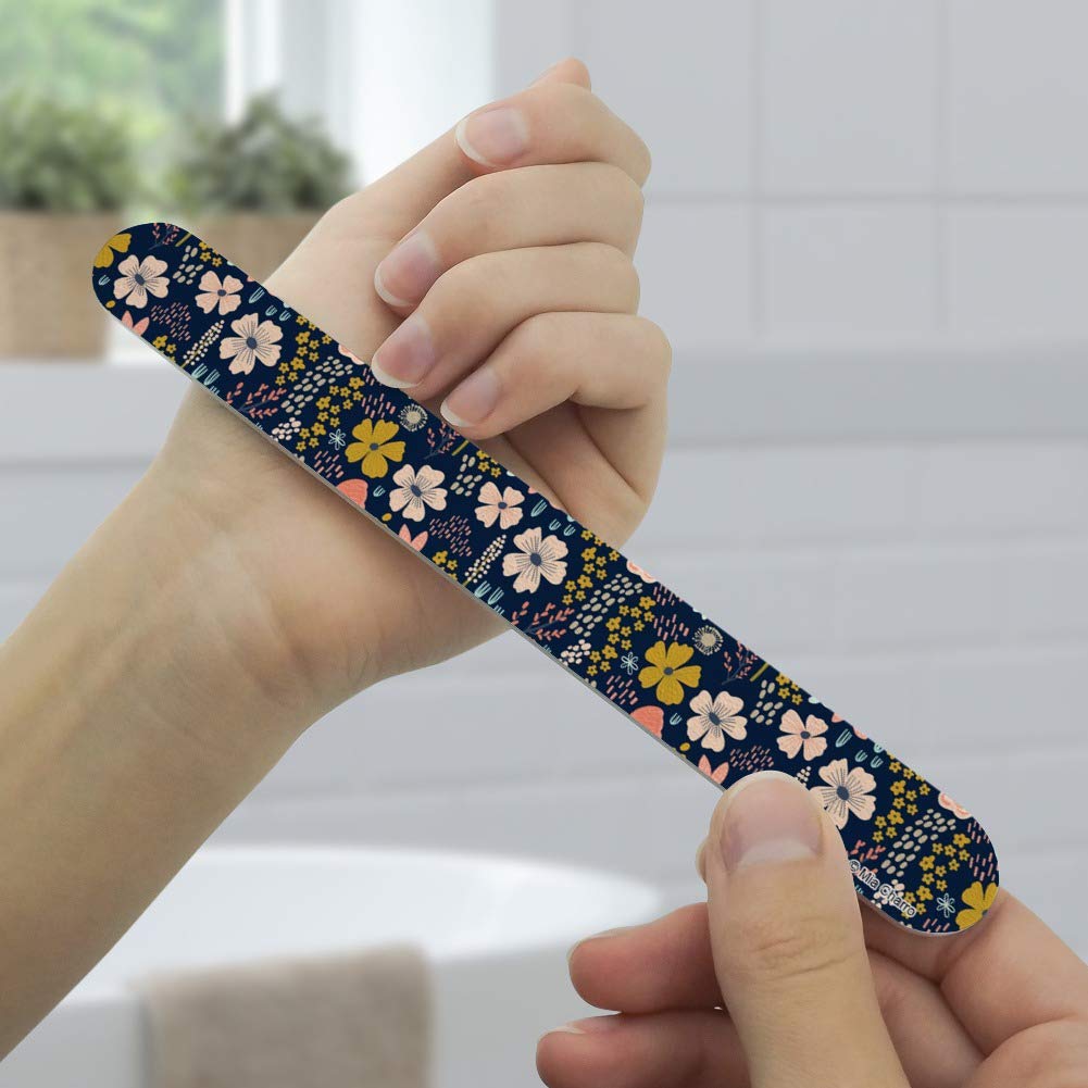 Floral Pattern Double-Sided Nail File Emery Board Set - 4 Pack for Professional Manicure & Pedicure | Perfect for Home, Salon, Travel & Gift Giving