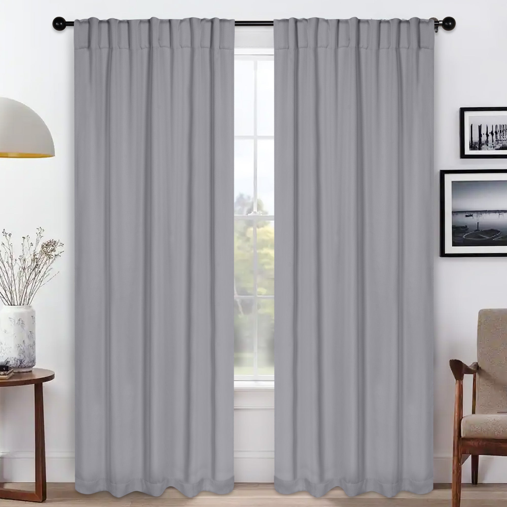 Premium Blackout Curtains for Bedroom - Solid Room Darkening Window Drapes with Back Tabs (Set of 2 Panels) - Perfect for Home Theater, Nursery & Light Sleepers