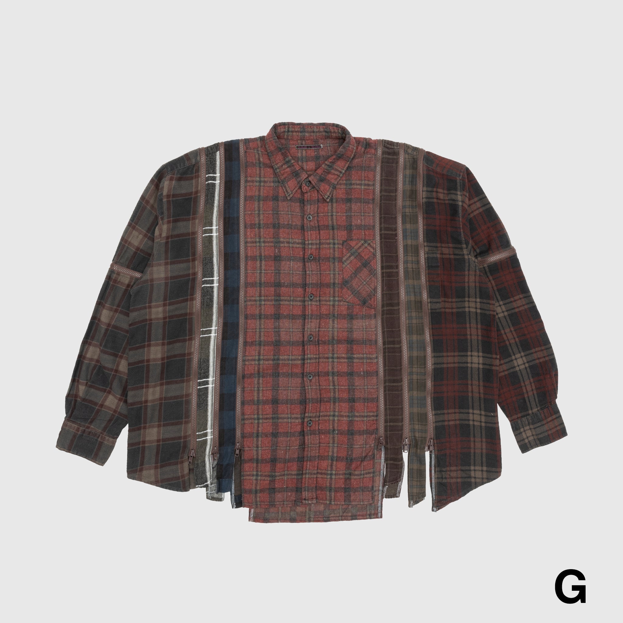 Rebuild by Needles 7 Cuts Zipped Wide Shirt - Oversized Casual Streetwear for Men | Perfect for Layering & Urban Fashion Outfits