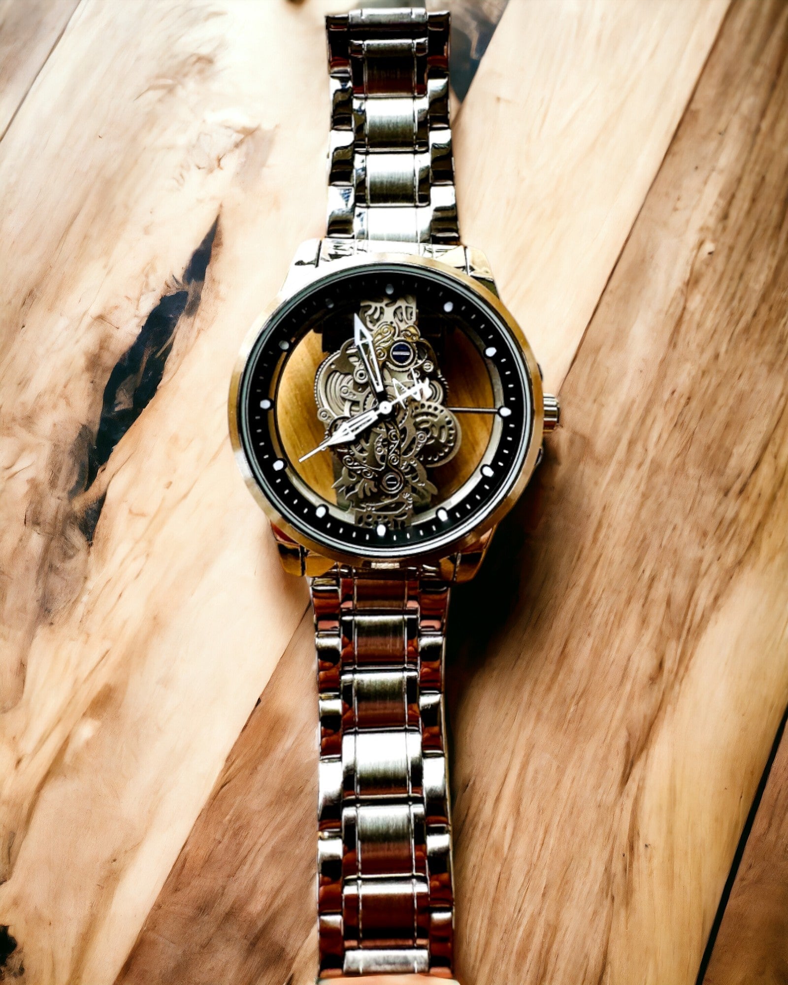 KIMSDUN Men's Luxury Watch - Transparent Skeleton Dial, Sporty Elegant Design, Custom Engraving for Gifts | Perfect for Business, Casual & Formal Occasions