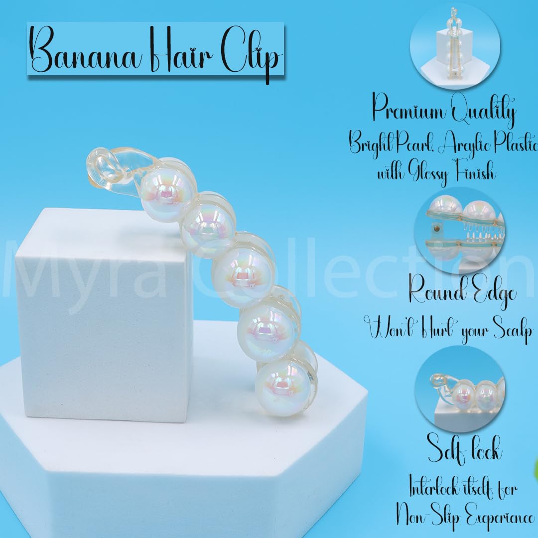 Myra Collection 1 Pack Acrylic Banana Hair Clips - Cute Hair Clutchers for Girls & Women - Perfect for School, Work, and Everyday Hairstyles