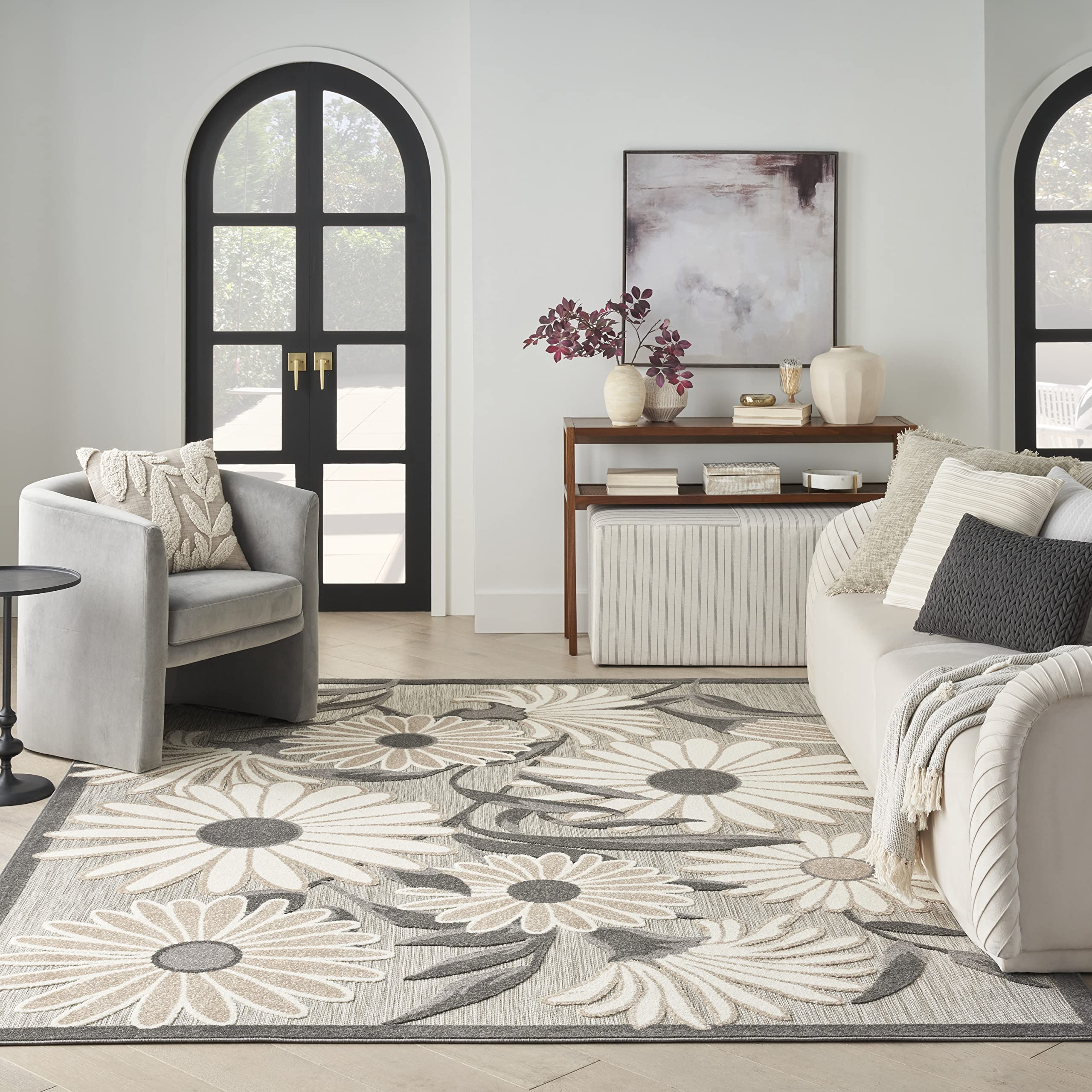 Nourison Aloha Indoor-Outdoor Beige 7' x 10' Area Rug - Easy to Clean, Non-Shedding, Stain Resistant for Bedroom, Living Room, Dining Room & Kitchen | Perfect for Patio, Deck, and High-Traffic Areas (7x10)