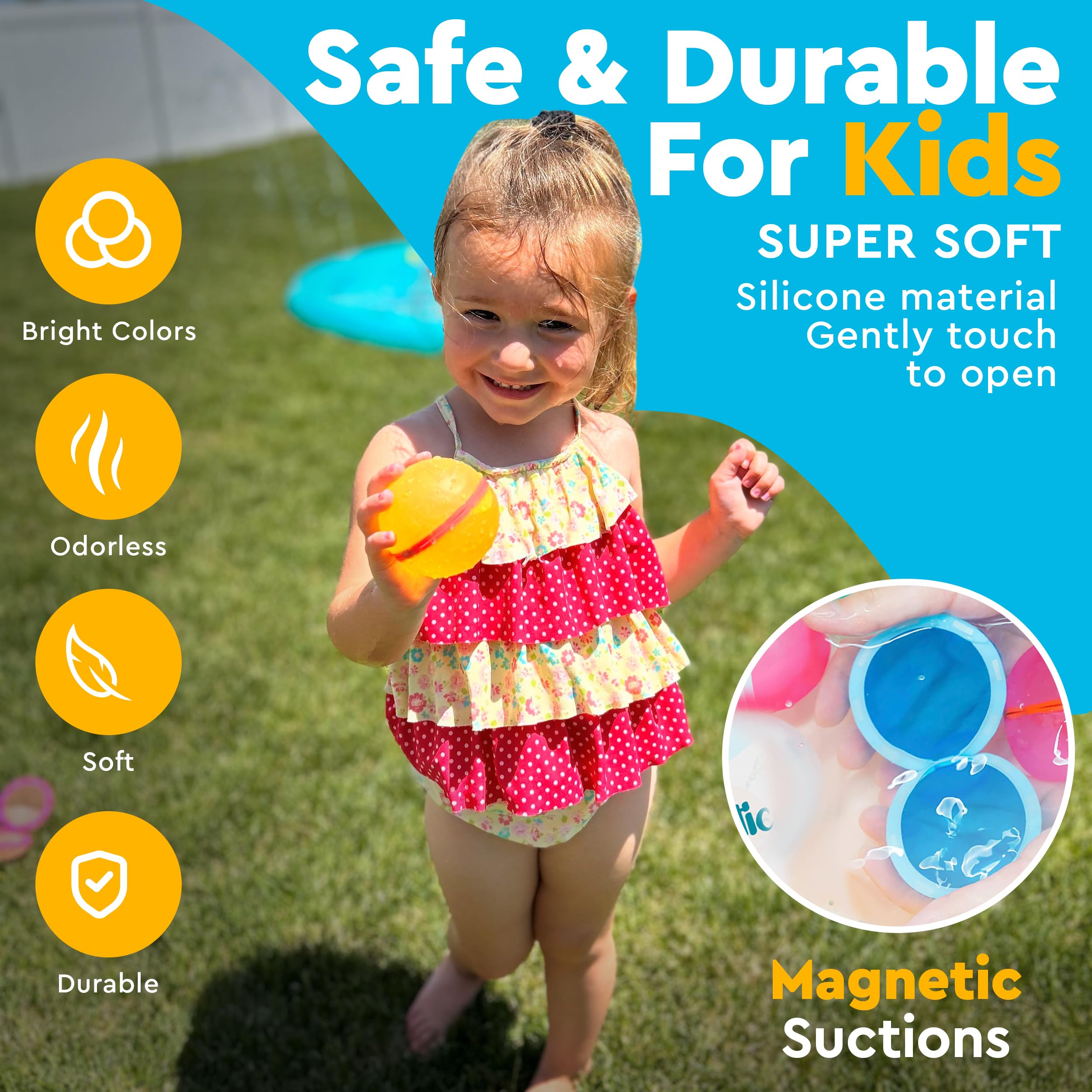 **LEGACY KIDS Reusable Water Balloons - Quick Fill & Magnetic Silicone Pool Toys for Kids Ages 8-12 (12-Pack) - Fun Outdoor Summer Games, Birthday Parties & Backyard Water Fights**