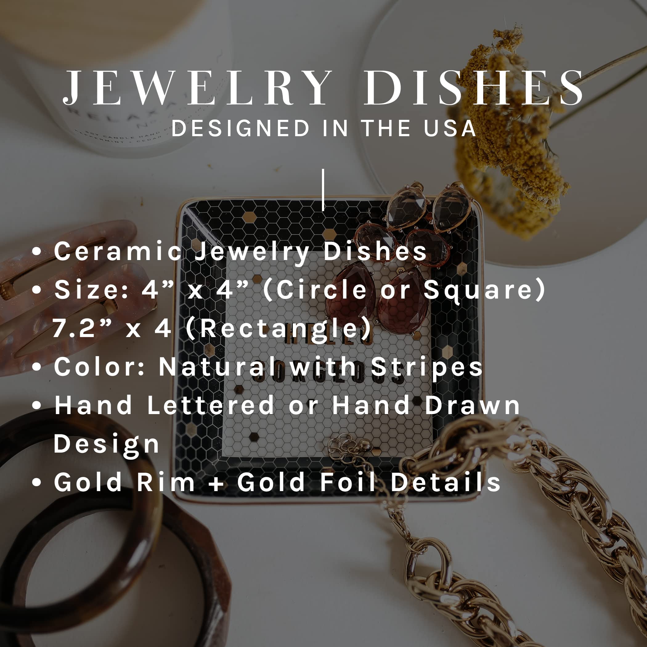 Elegant White & Gold Speckled Ceramic Ring Dish - Wedding Engagement Ring Holder for Women - Bridal Shower Gift - Jewelry Organizer for Dresser, Nightstand & Bathroom