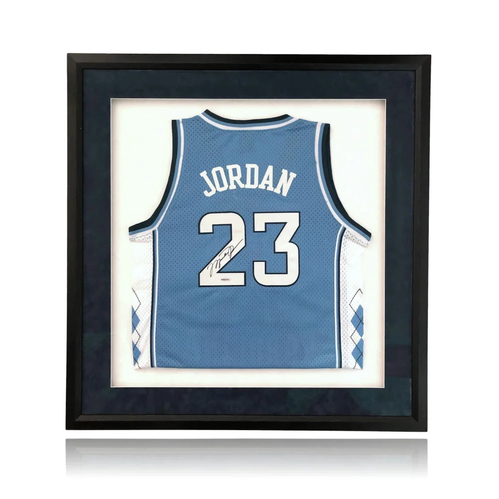 Authentic Michael Jordan Signed UNC North Carolina Jersey with UDA COA - Upper Deck College Framed Memorabilia for Sports Collectors & Basketball Fans - Perfect for Man Cave, Game Room, or Office Decor