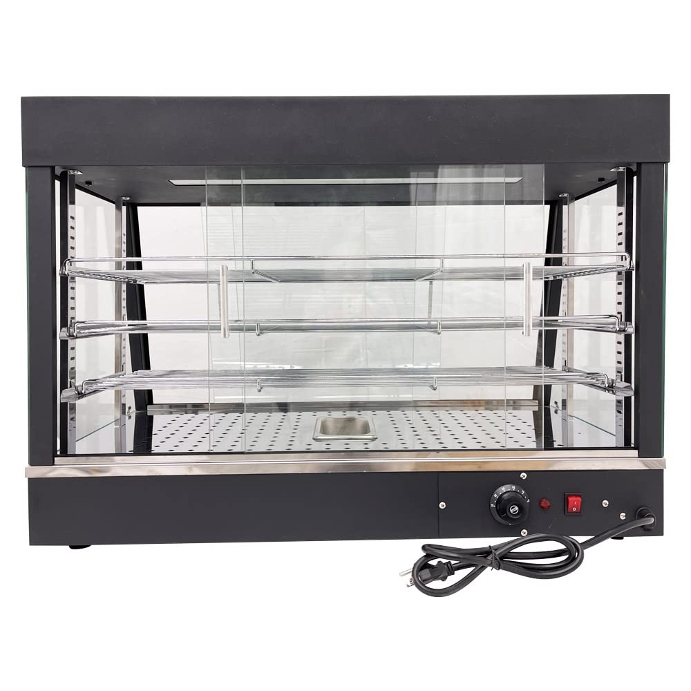 INTSUPERMAI Commercial Food Warmer - 3-Tier Countertop Pizza & Pastry Display Case, 35.43