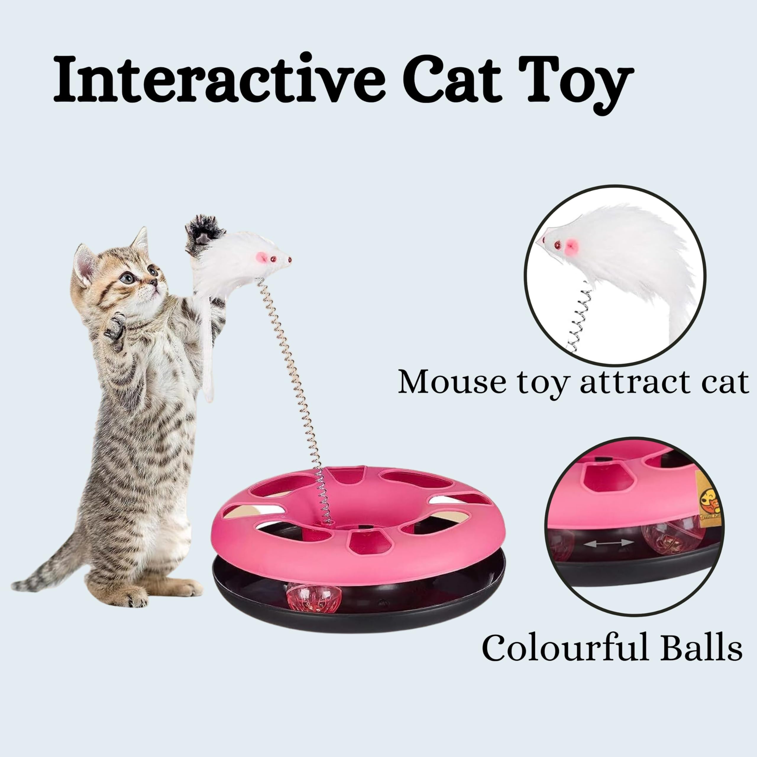 2-in-1 Cat Happy Circle Toy & Feeding Bowl Set for Kittens - Interactive Ball Bell, Teasing Stick & Non-Toxic Pet Food/Water Dish | Perfect for Playtime & Mealtime Fun