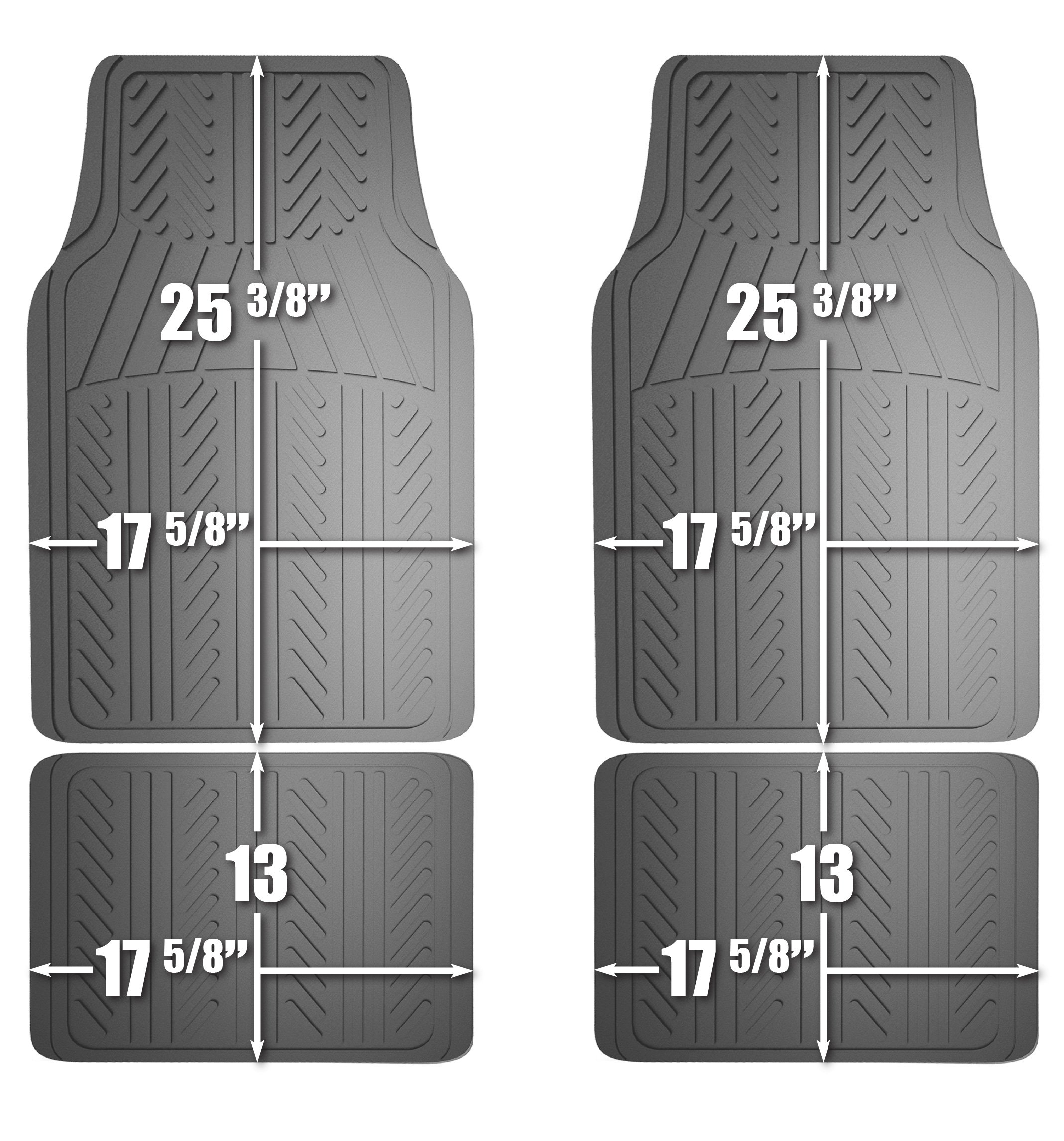 Armor All 78912 4-Piece Durable Grey Rubber Floor Mats - Perfect for Cars, Trucks, and SUVs