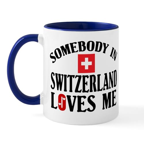 White/Navy Inside - Somebody In Switzerland Mug