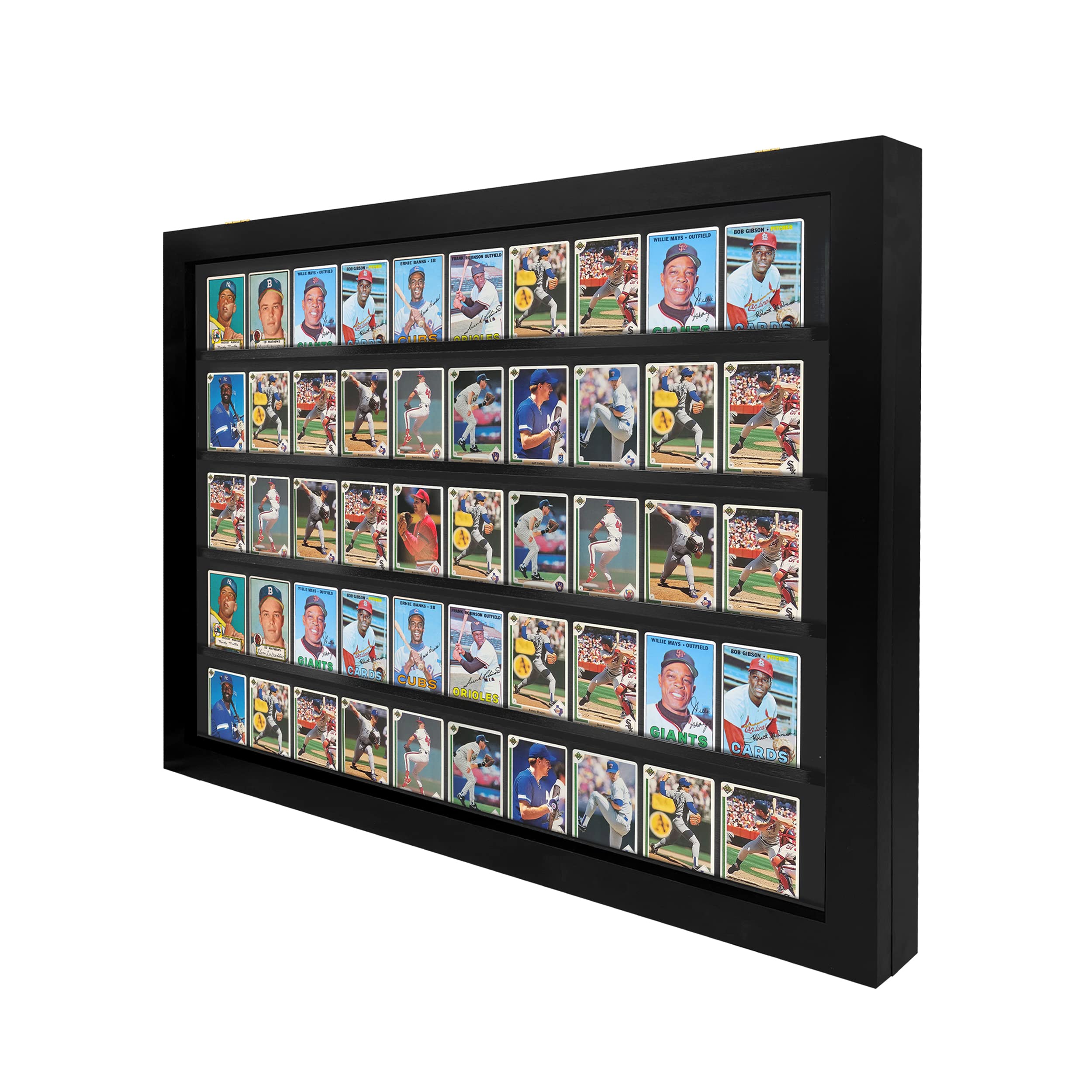 Baseball Card Display Case - Lockable Sports Card Frame Holds 50 Ungraded Cards with UV Protection - Perfect for Pokemon, Football & Basketball Trading Cards | Ideal for Collectors, Home Decor & Gift Giving