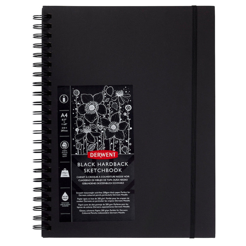 Derwent Black Book Sketchbook A4 Portrait - Premium Artist Sketch Pad for Drawing, Sketching & Watercolor - Perfect for Artists, Students & Professionals - Ideal for Studio, Classroom & Outdoor Sketching