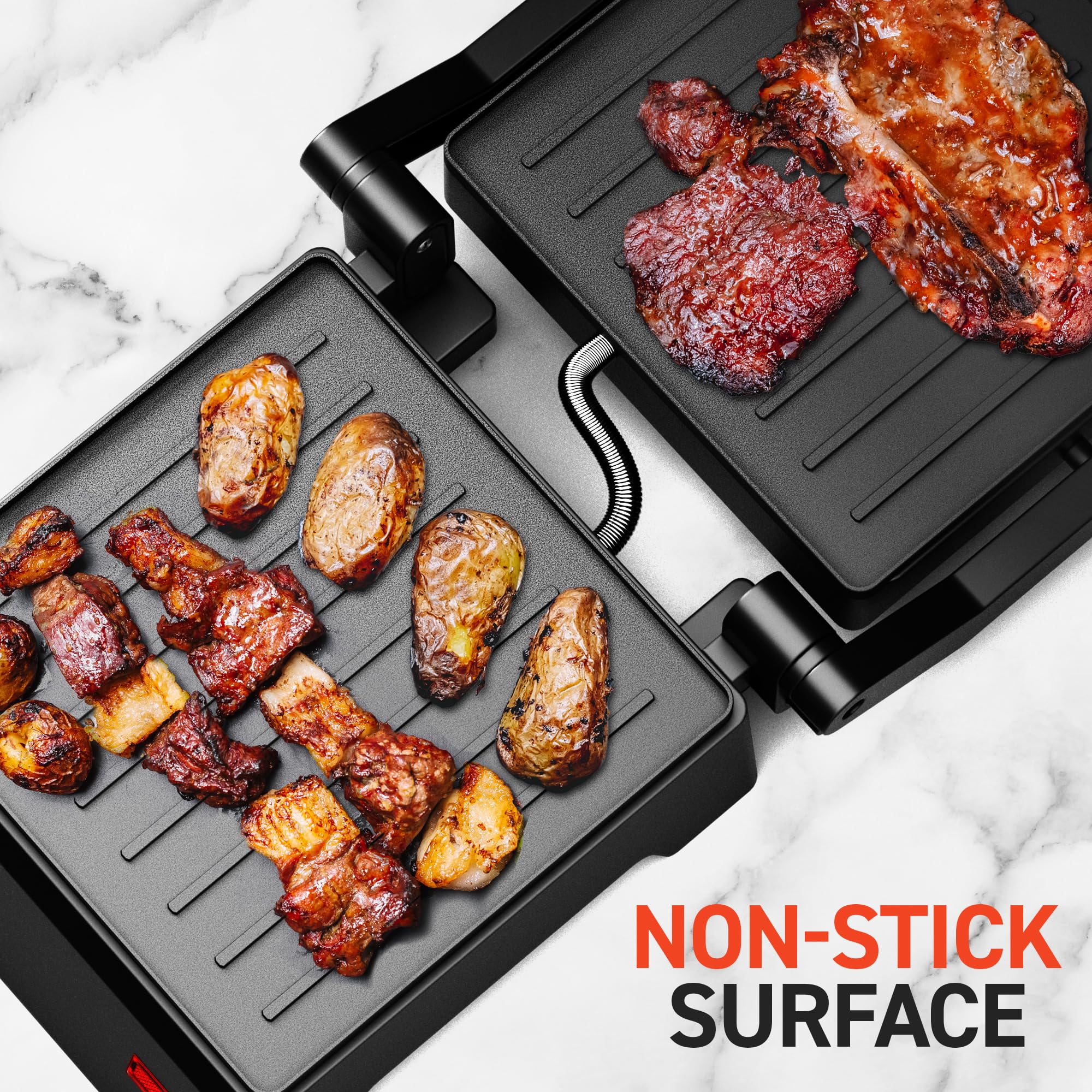 Elite Gourmet EPN160 5.5 x 5.3 Inch Electric Panini Press & Contact Grill - Compact, Non-Stick, Floating Plate, Cool-Touch Handle - Perfect for Sandwiches, Burgers & Breakfast Cooking at Home, Office or Dorm