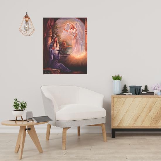 Mother Mary with Angel Religious Wall Art Print - 16x20 Inch Inspirational Poster for Home, Church & Office Decor - Perfect for Prayer Rooms & Gifts