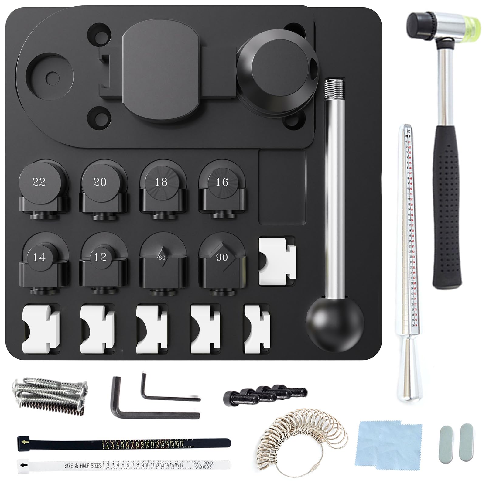 **Goyappin Heavy Duty Spoon Ring Bender Tool - Jewelry Making Kit with Ring Press Machine, Ring Sizer, Mandrel & Rubber Hammer - Perfect for DIY Spoon Rings & Custom Jewelry Crafting**