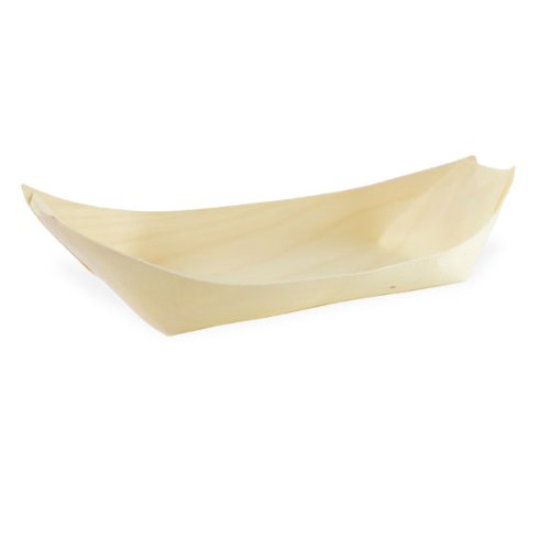 Eco-Friendly Large Wooden Boat Trays - Biodegradable 12oz Disposable Wooden Appetizer Plates for Cocktail Parties, Weddings, BBQs & Picnics | Perfect for Serving Finger Foods, Canapés and Hors d'oeuvres at Events