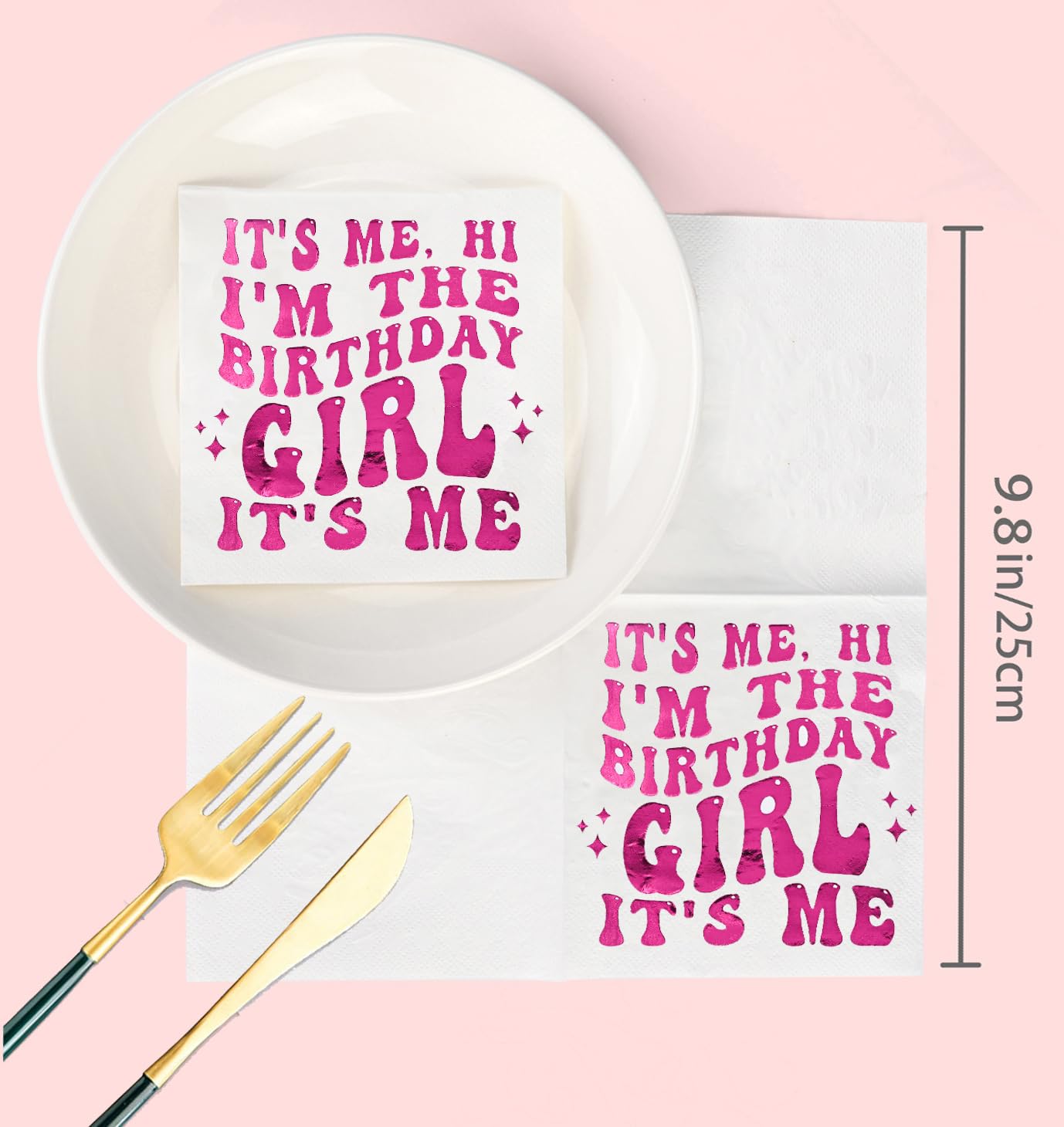 Birthday Party Decorations for Girls - 'It's Me Hi I'm the Birthday Girl' Cocktail Napkins (52-Pack, 5