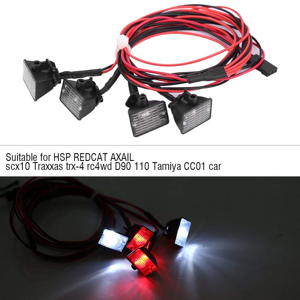 **2-in-1 RC Car LED Light Kit - Red & White Roof Lights for Axial SCX10, TRAXXAS TRX-4 Crawler - Off-Road Night Driving & Trail Adventure Accessories**