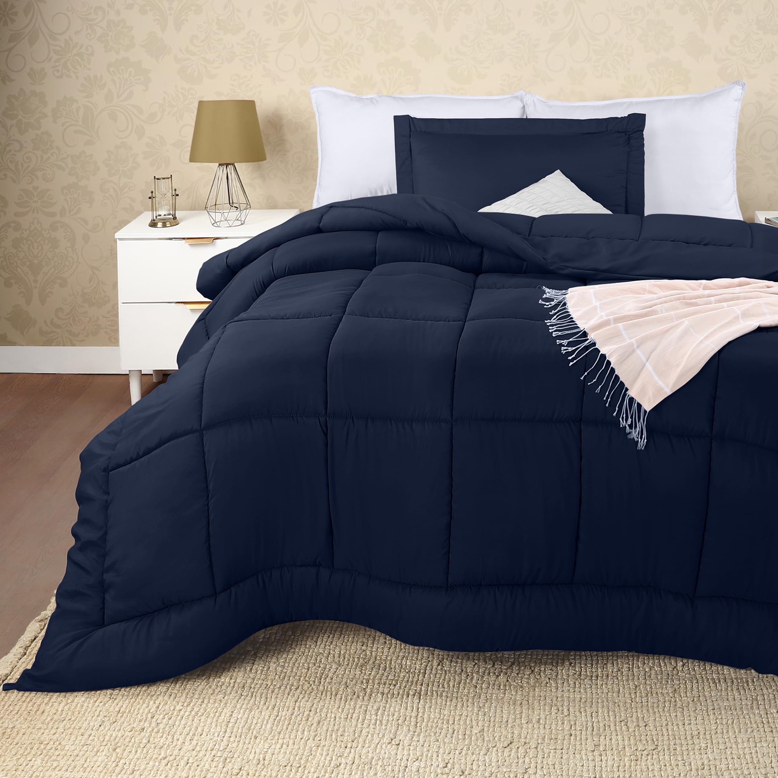 Utopia Bedding Twin Comforter Set for Kids - Down Alternative Navy Comforter with 1 Pillow Sham | Soft, Comfortable & Machine Washable | Perfect for Kids' Bedrooms, Dorm Rooms & Sleepovers