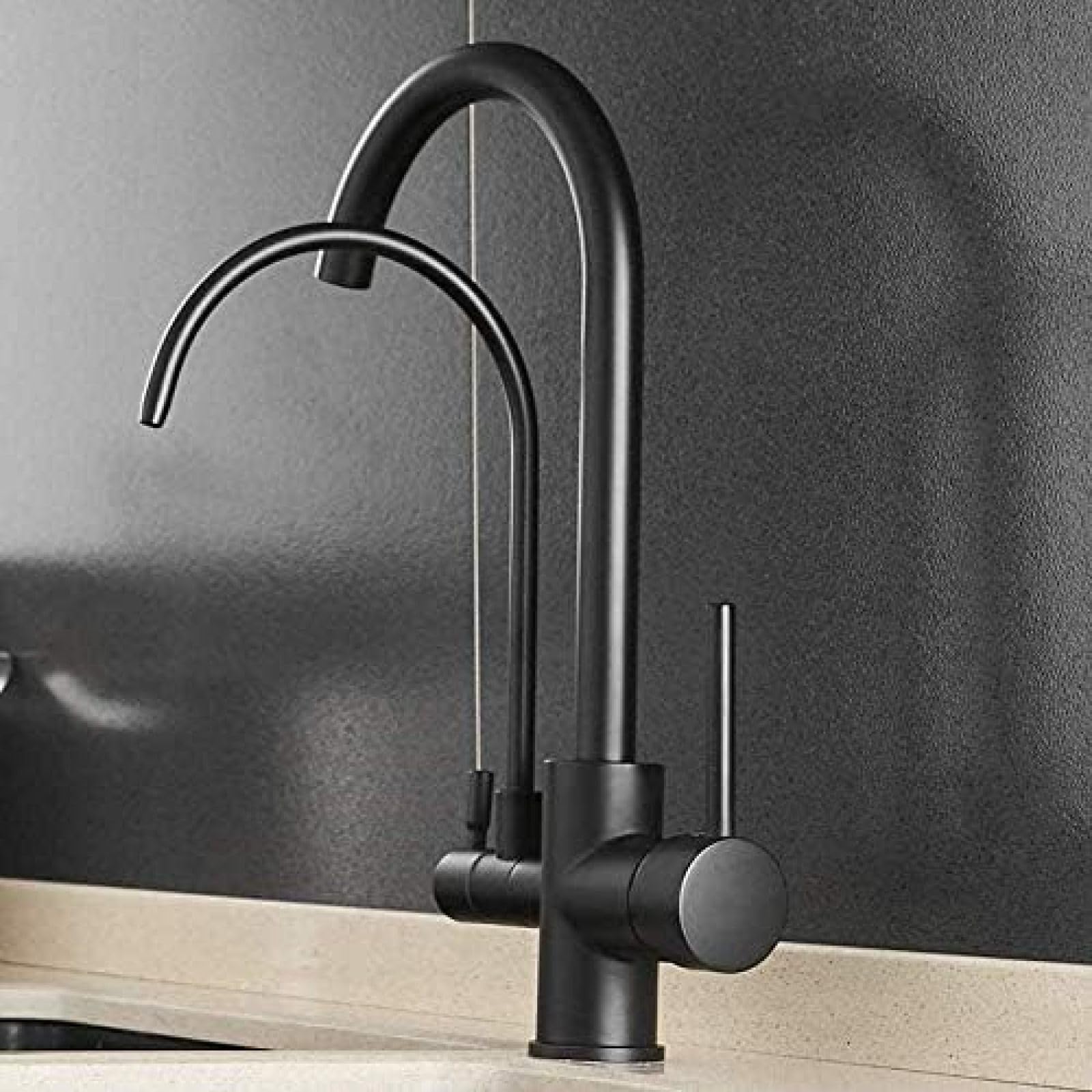 CRJUS Kitchen Faucet with Water Filter - Hot and Cold Water Mixer Tap with Purification Function - Easy Installation for Sink, Countertop, or Bar Use