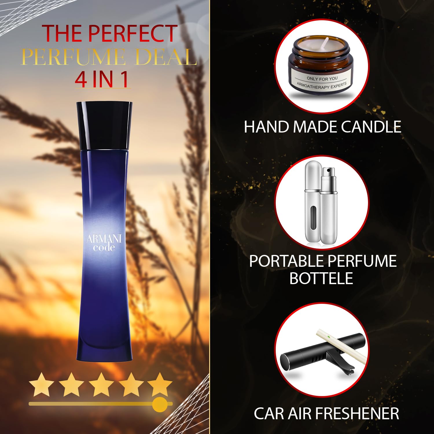 Code for Women Perfume Gift Set - 2.5 Oz EDP Spray with Lavender Soy Candle (5ml), Car Fresheners & Travel Atomizer | Perfect Women's Fragrance Gift for Birthdays, Anniversaries & Special Occasions