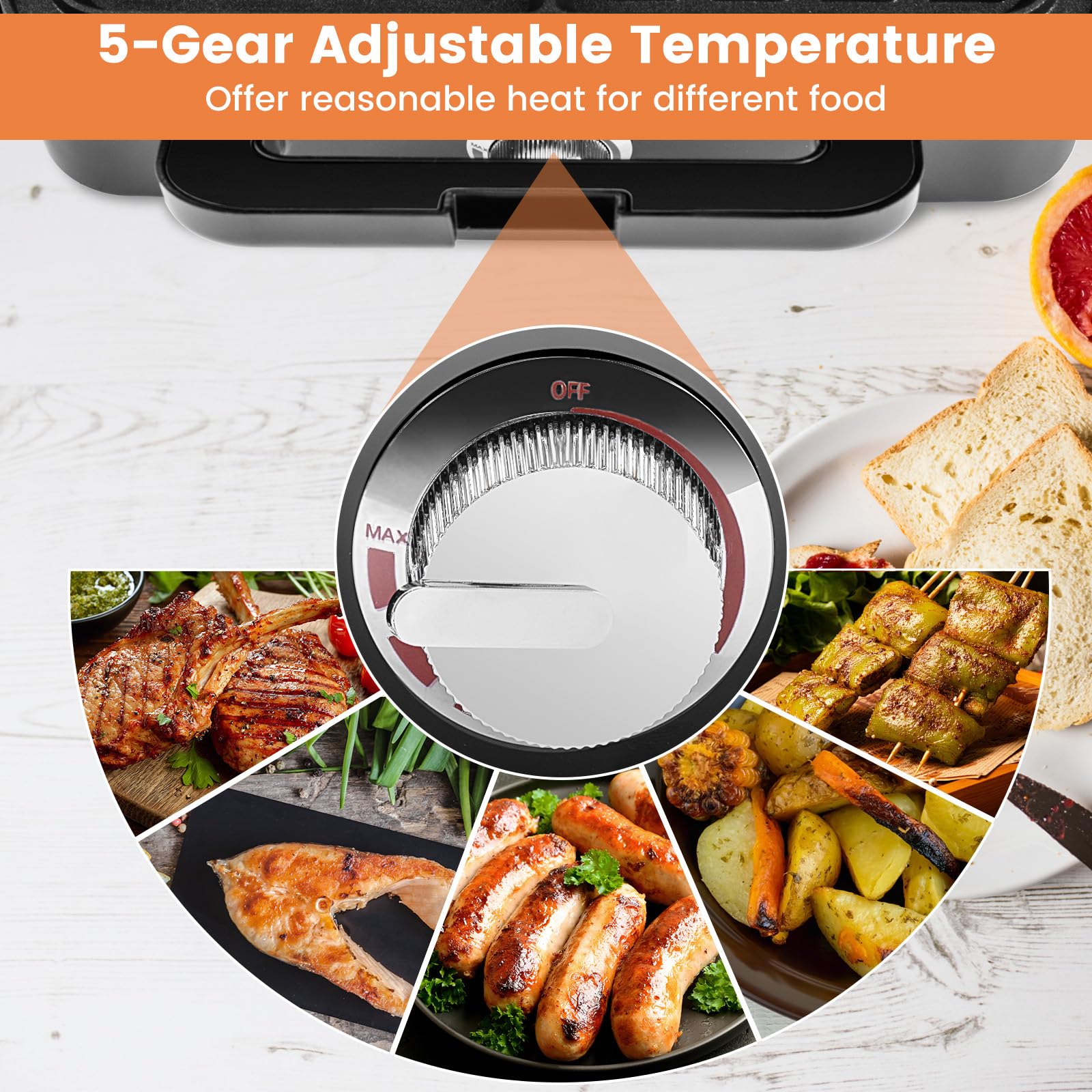 COSTWAY 3-in-1 Sandwich Maker & Waffle Iron, 1200W Electric Grill with 3 Interchangeable Non-Stick Plates, 5-Temperature Settings for Perfect Grilled Cheese, Panini Press & Breakfast Waffles - Ideal for Home, Office & Quick Meals