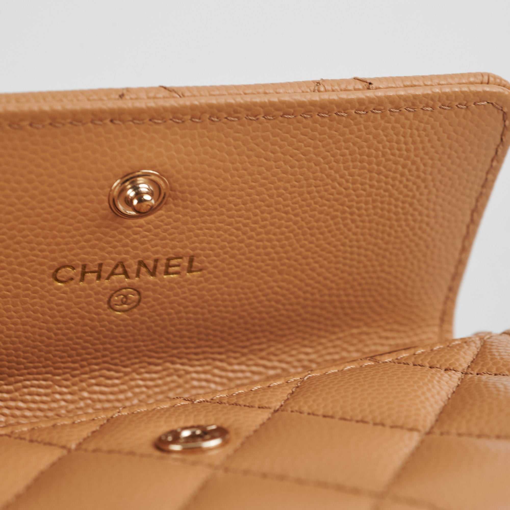 Chanel Classic Flap Card Holder in Beige Caviar Leather - Luxury Compact Wallet for Everyday Use & Travel