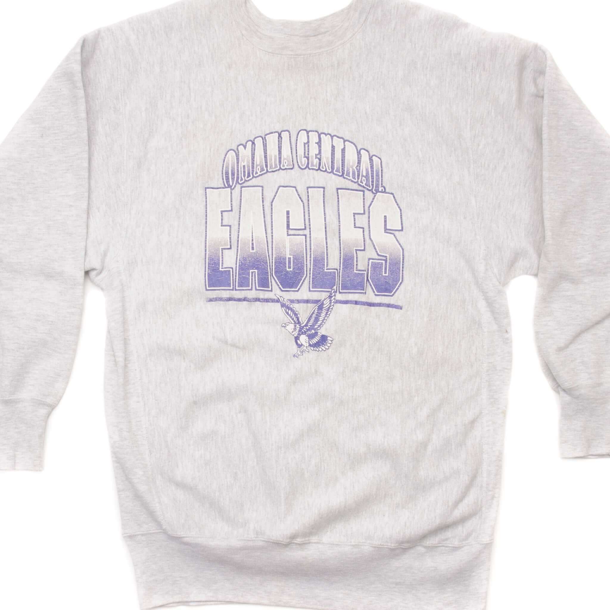 Vintage Champion Reverse Weave Omaha Central Eagles Sweatshirt 90s Large Made in USA - Retro Basketball Hoodie for Men & Women, Perfect for Casual Wear, Street Style & Sports Fans