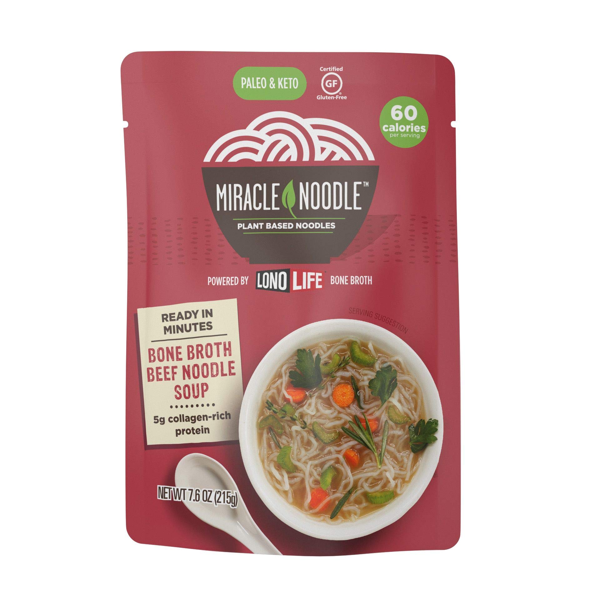 Miracle Noodle Beef Bone Broth Noodle Soup - Gluten Free, Low Carb, Keto Friendly - 7.6 Oz (Pack of 6) - Perfect for Quick Meals, Healthy Diet & Weight Loss