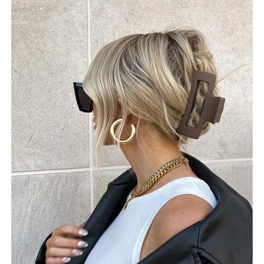 ALIBA COLLECTION 4-Piece Matte Hair Claw Clips Set for Thick Hair - Neutral Hair Accessories with Strong Hold (Multicolor) - Perfect for Updos, Ponytails & Everyday Styling