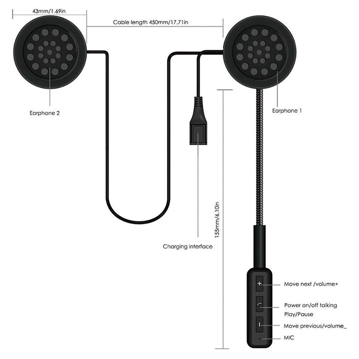 Wireless Bluetooth Motorcycle Helmet Headset - VR-Robot Motorbike Intercom Communication System for Riders | Perfect for Group Riding, GPS Navigation & Hands-Free Calls